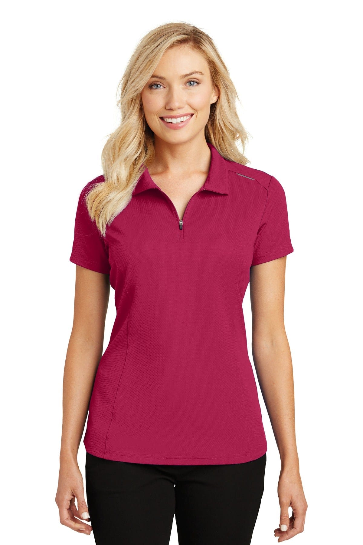 Port Authority Polos/Knits XS / Dark Fuchsia Port Authority ®  Ladies Pinpoint Mesh Zip Polo. L580