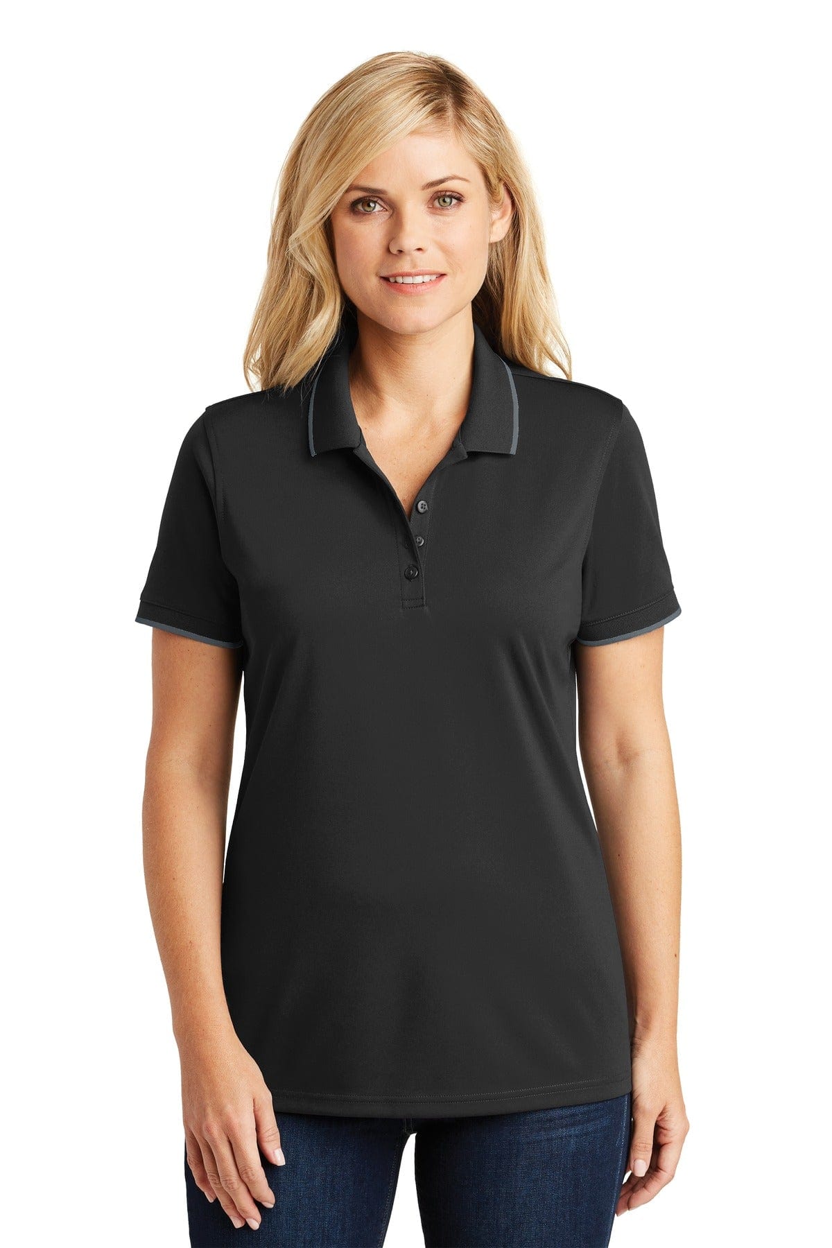 Port Authority Polos/Knits XS / Deep Black/ Graphite Port Authority ®  Ladies Dry Zone ®  UV Micro-Mesh Tipped Polo. LK111