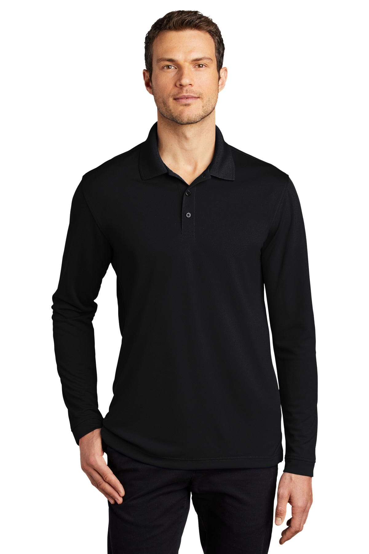 Port Authority Polos/Knits XS / Deep Black Port Authority®  Dry Zone®  UV Micro-Mesh Long Sleeve Polo K110LS