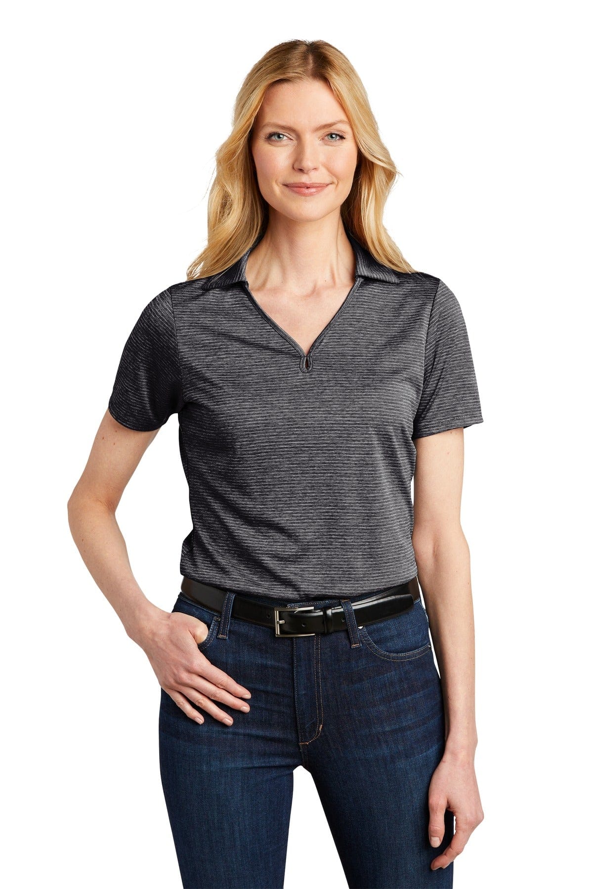 Port Authority Polos/Knits XS / Deep Black Port Authority  ®  Ladies Shadow Stripe Polo. LK585