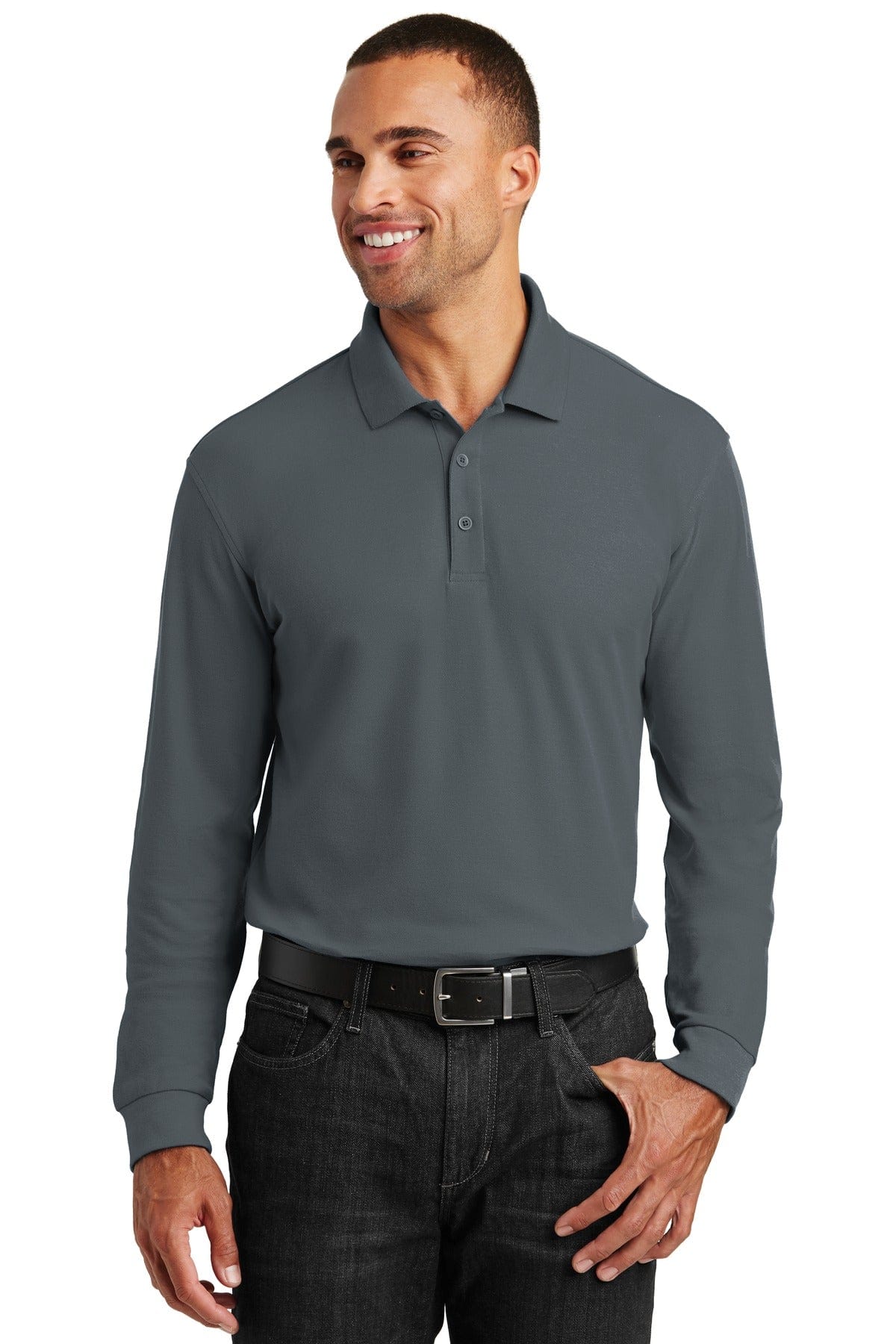 Port Authority Polos/Knits XS / Graphite Port Authority®  Long Sleeve Core Classic Pique Polo. K100LS