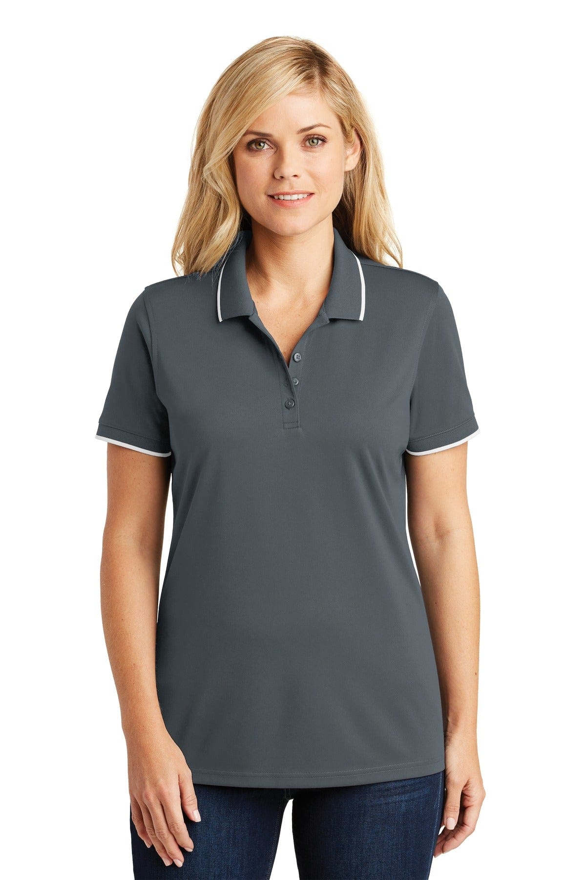 Port Authority Polos/Knits XS / Graphite/ White Port Authority ®  Ladies Dry Zone ®  UV Micro-Mesh Tipped Polo. LK111