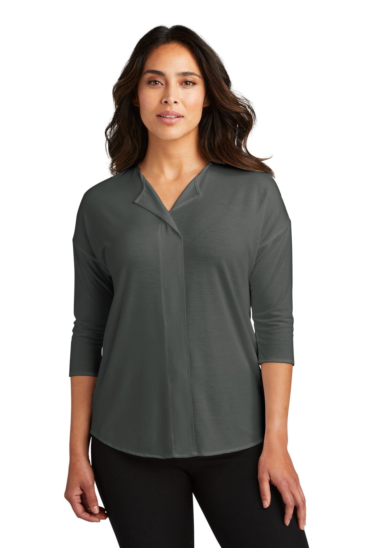 Port Authority Polos/Knits XS / Grey Smoke Port Authority ®  Ladies Concept 3/4-Sleeve Soft Split Neck Top. LK5433