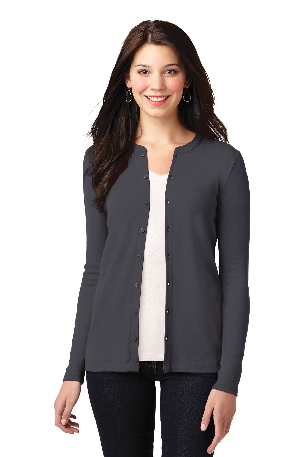 Port Authority Polos/Knits XS / Grey Smoke Port Authority Ladies Concept Stretch Button-Front Cardigan. LM1008