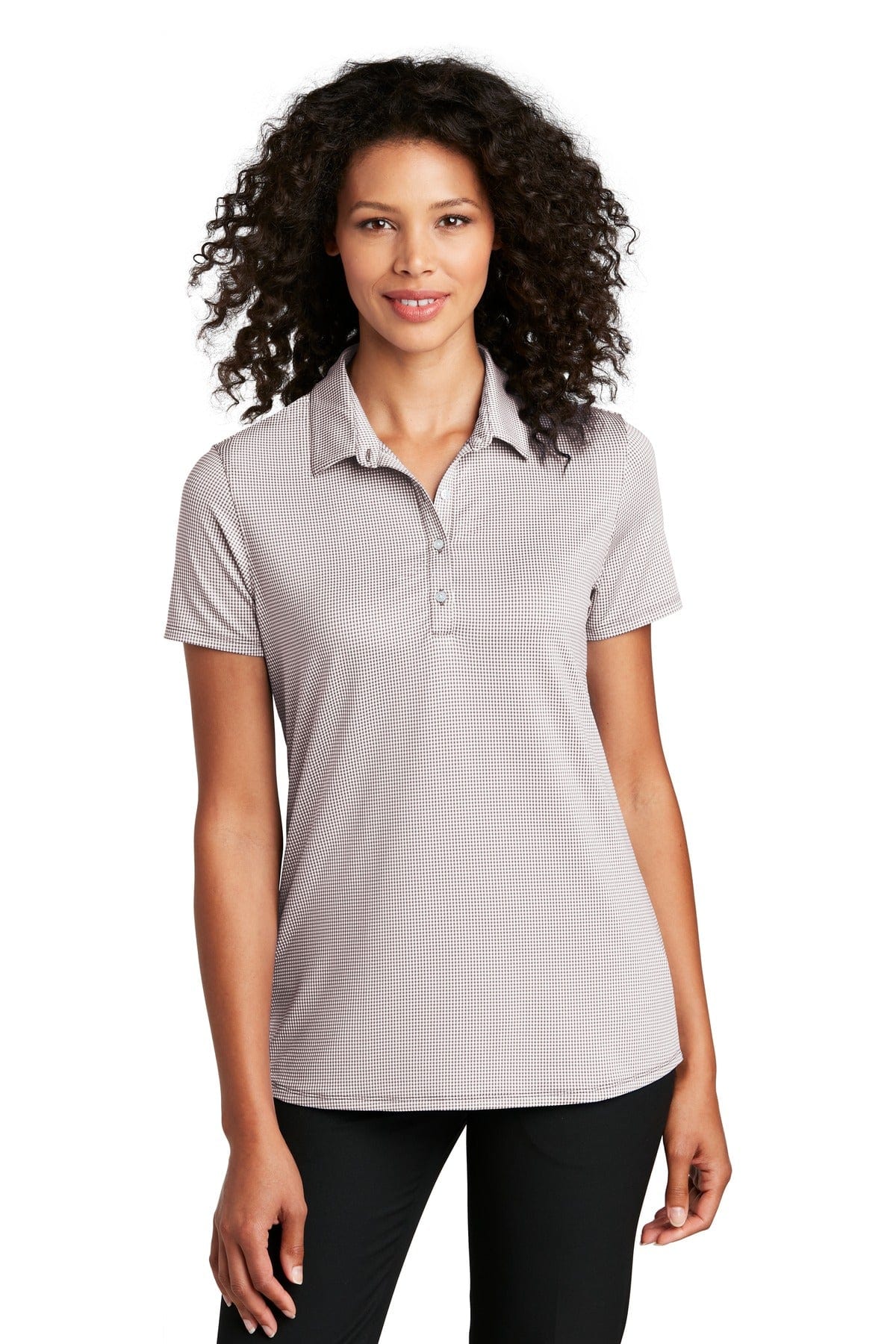 Port Authority Polos/Knits XS / Gusty Grey/ White Port Authority  ®  Ladies Gingham Polo LK646