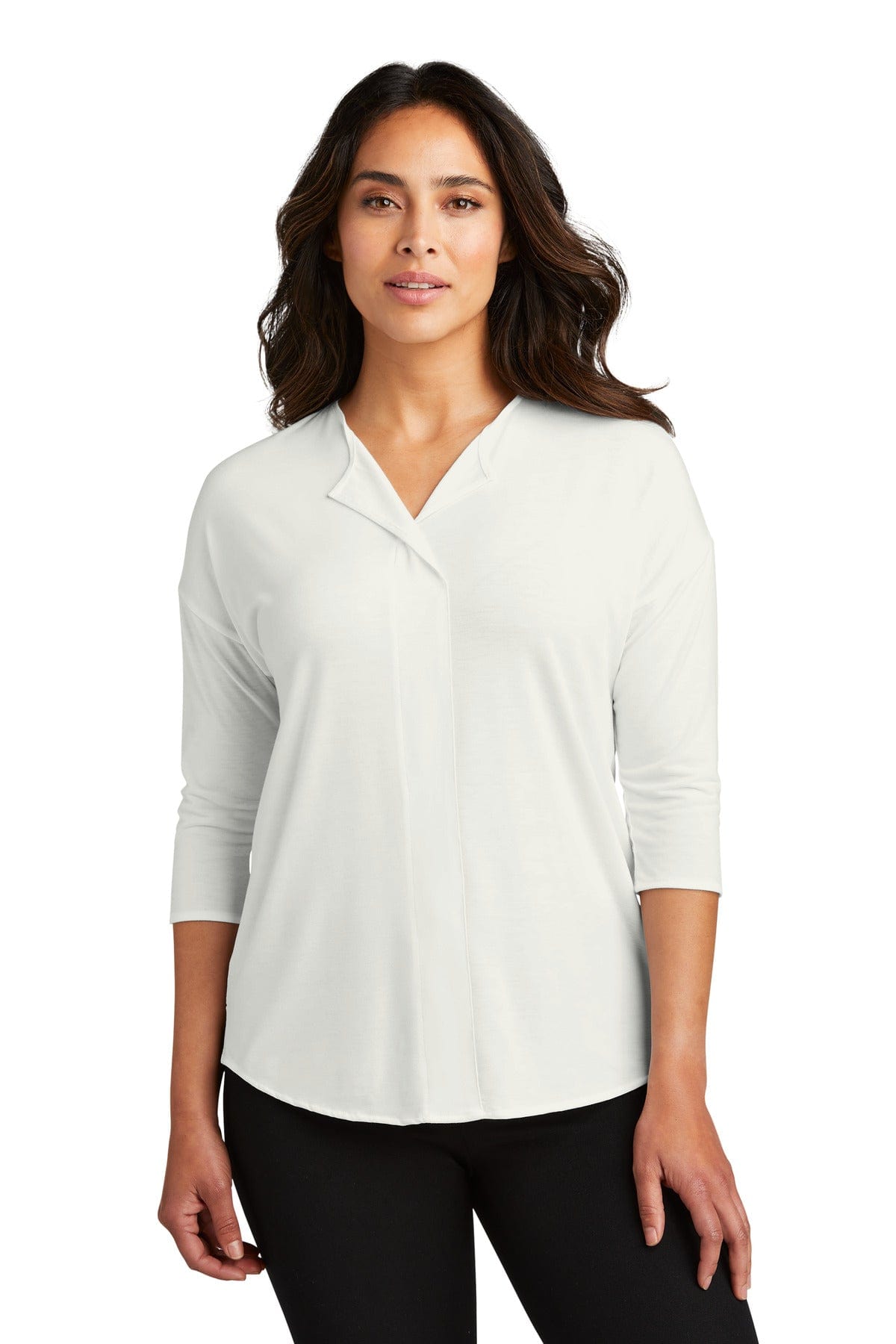 Port Authority Polos/Knits XS / Ivory Chiffon Port Authority ®  Ladies Concept 3/4-Sleeve Soft Split Neck Top. LK5433