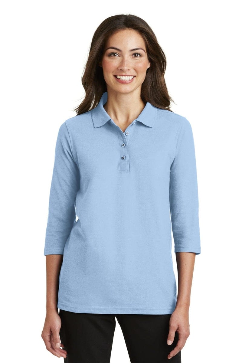 Port Authority Polos/Knits XS / Light Blue Port Authority Ladies Silk Touch 3/4-Sleeve Polo. L562