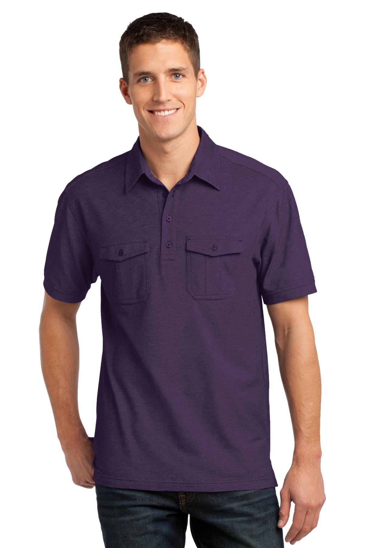 Port Authority Polos/Knits XS / Purple/ Dress Blue Navy DISCONTINUED  Port Authority ®  Oxford Pique Double Pocket Polo. K557