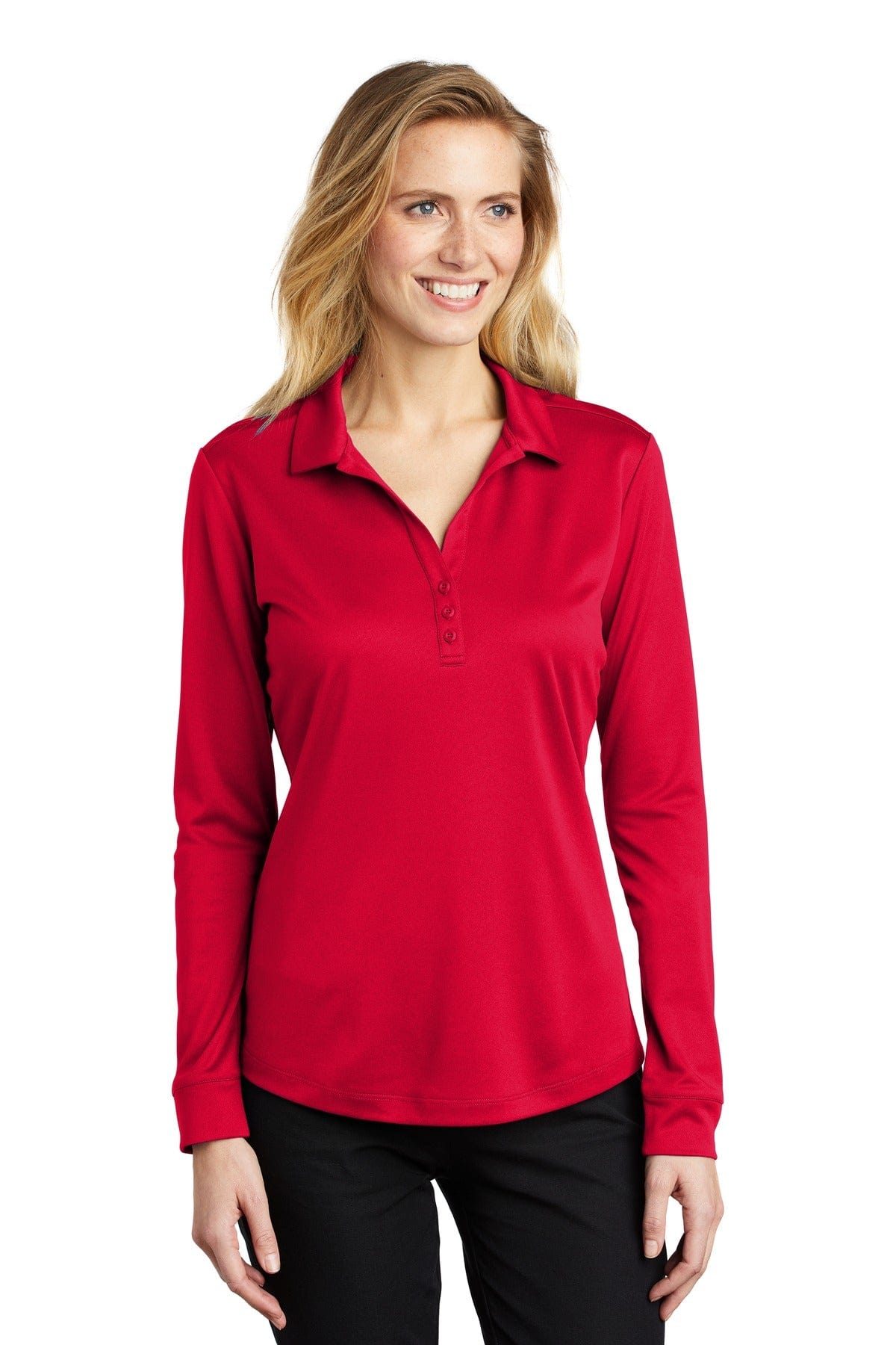Port Authority Polos/Knits XS / Red Port Authority  ®  Ladies Silk Touch  ™   Performance Long Sleeve Polo. L540LS