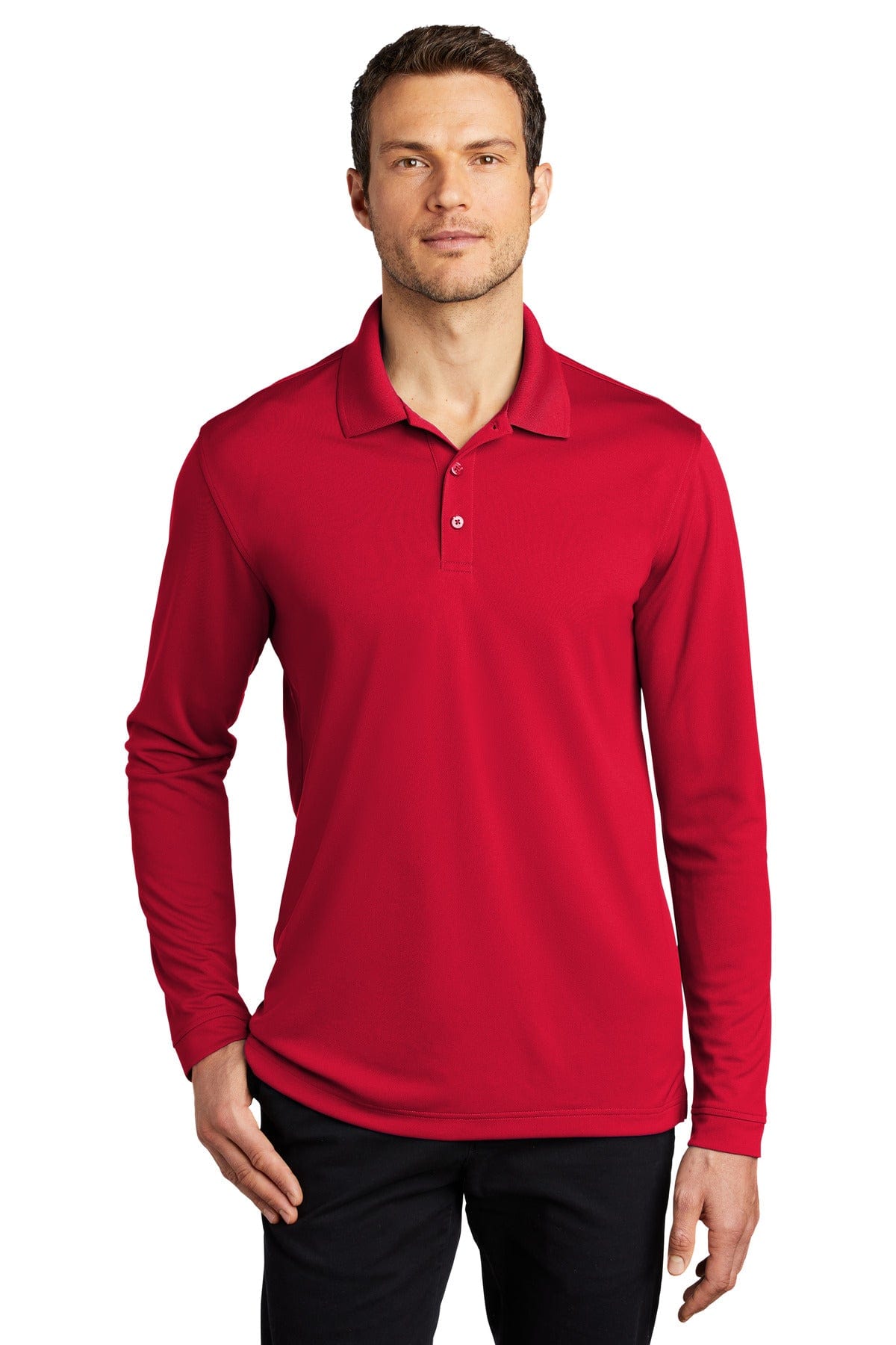 Port Authority Polos/Knits XS / Rich Red Port Authority®  Dry Zone®  UV Micro-Mesh Long Sleeve Polo K110LS
