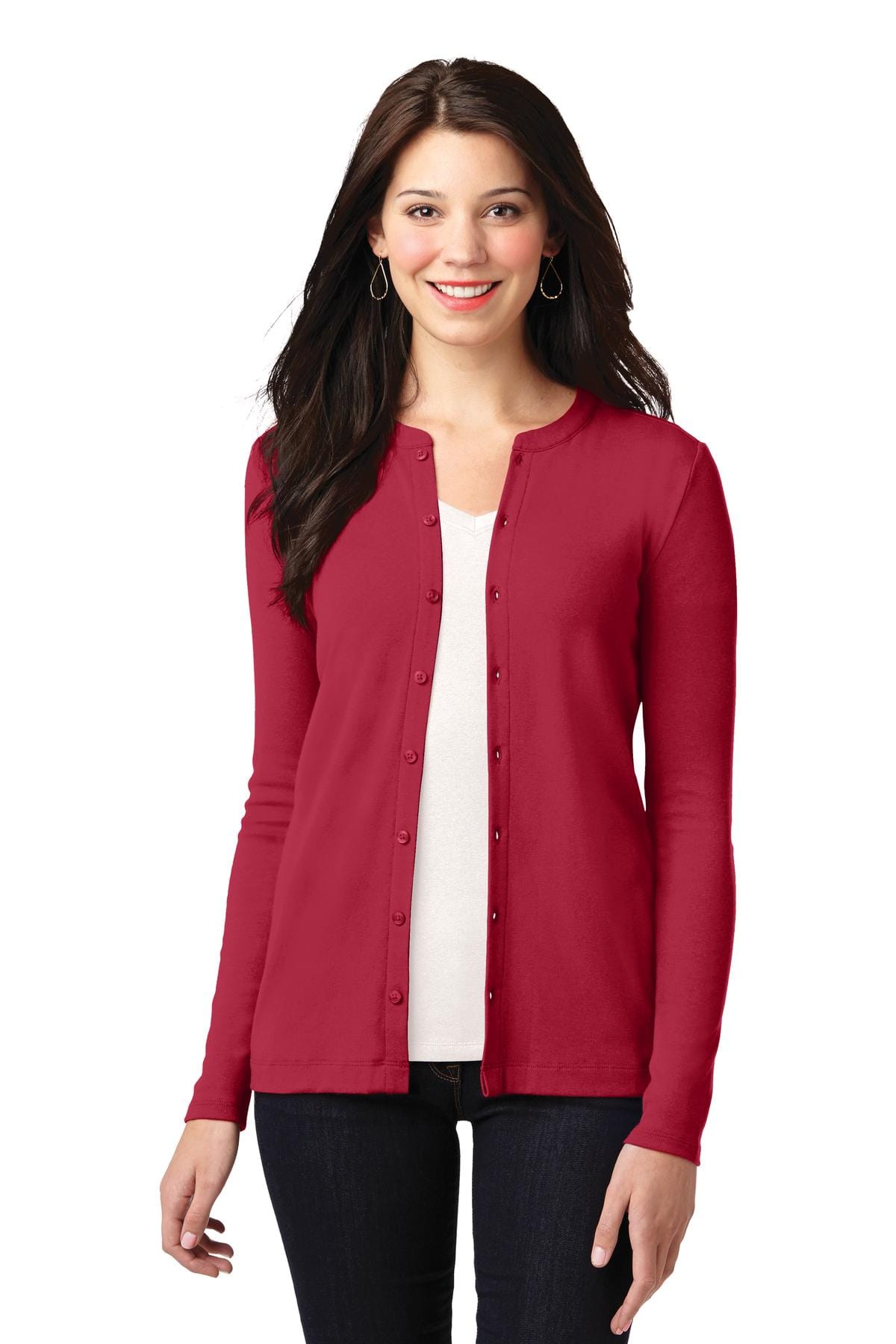 Port Authority Polos/Knits XS / Rich Red Port Authority Ladies Concept Stretch Button-Front Cardigan. LM1008