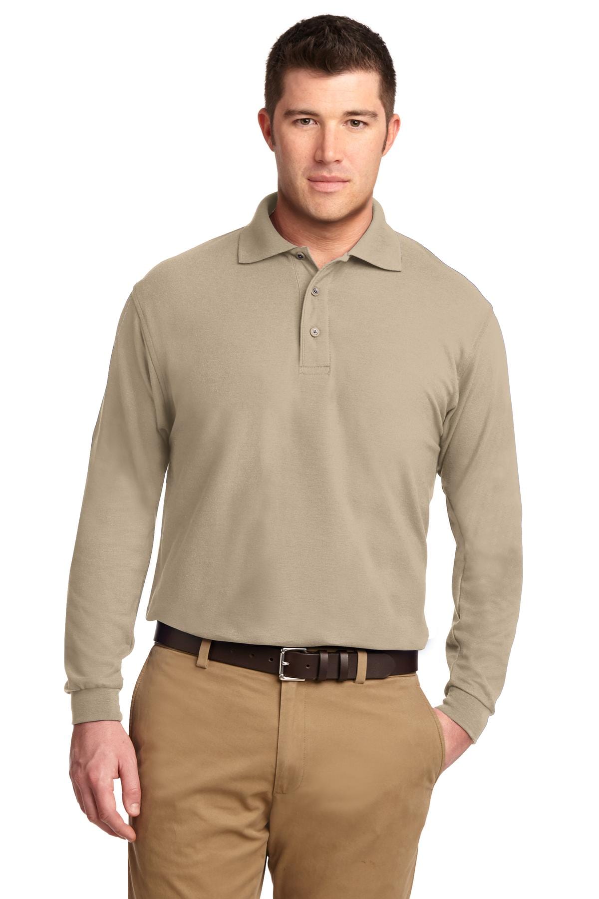 Port Authority Polos/Knits XS / Stone Port Authority®  Silk Touch™ Long Sleeve Polo.  K500LS