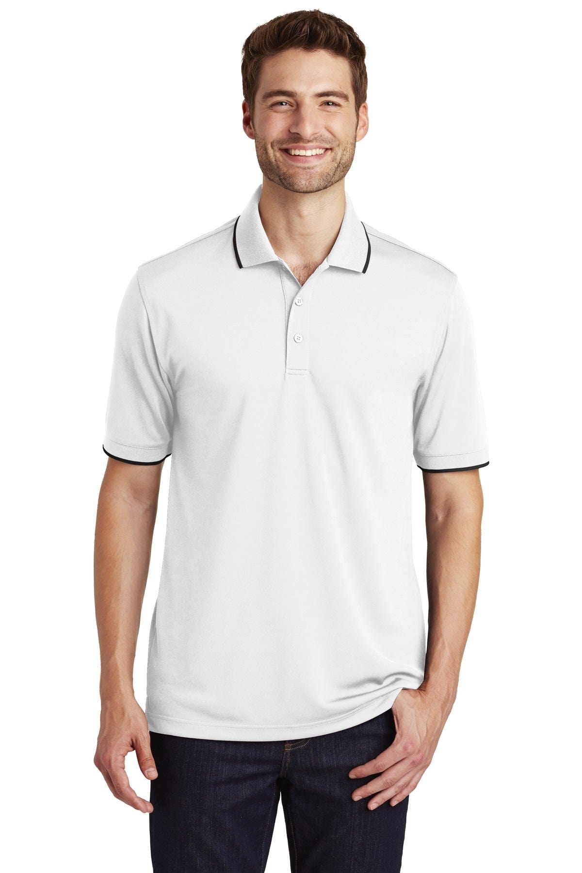 Port Authority Polos/Knits XS / White/ Deep Black Port Authority ®  Dry Zone ®  UV Micro-Mesh Tipped Polo. K111