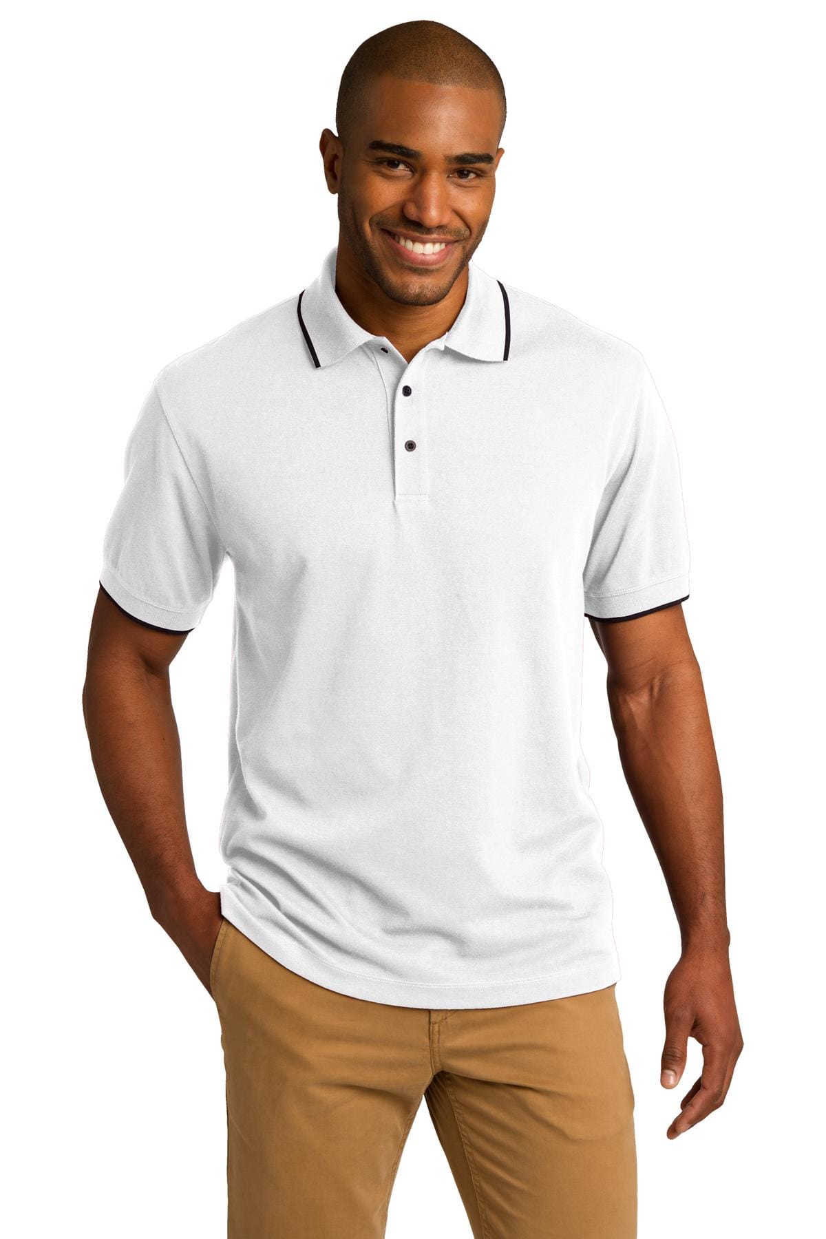 Port Authority Polos/Knits XS / White/ Jet Black DISCONTINUED  Port Authority ®  Rapid Dry™ Tipped Polo. K454