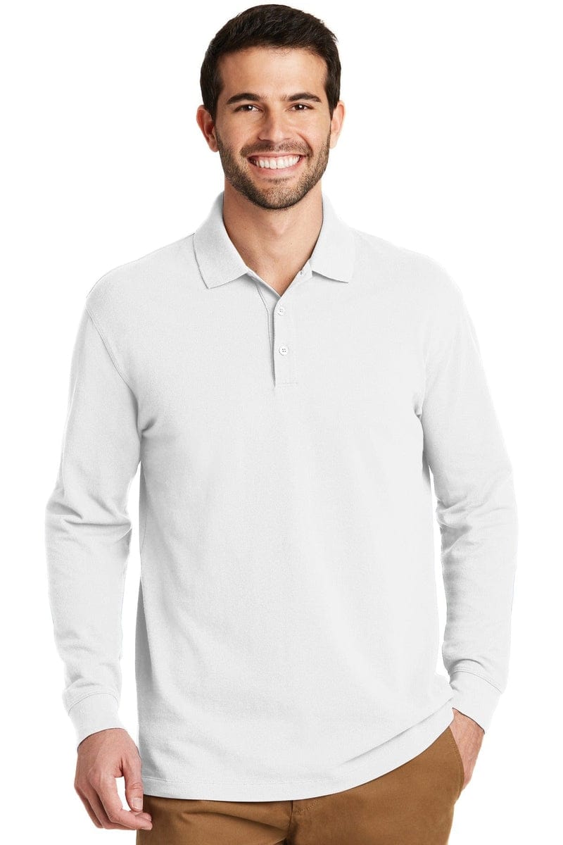 Port Authority Polos/Knits XS / White Port Authority ®  EZCotton ®  Long Sleeve Polo. K8000LS