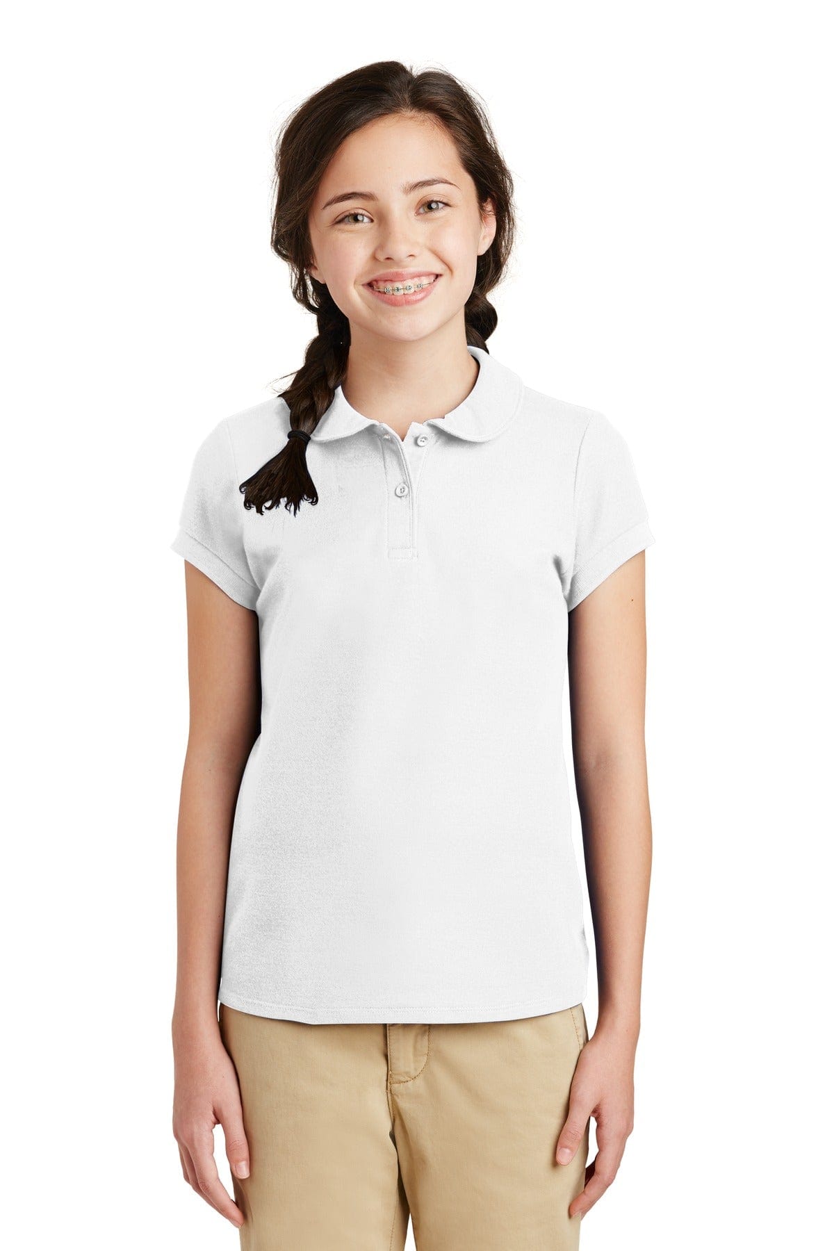 Port Authority Polos/Knits XS / White Port Authority ®  Girls Silk Touch ™  Peter Pan Collar Polo. YG503