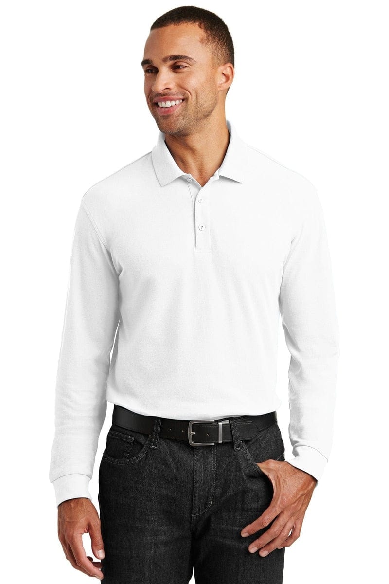 Port Authority Polos/Knits XS / White Port Authority®  Long Sleeve Core Classic Pique Polo. K100LS