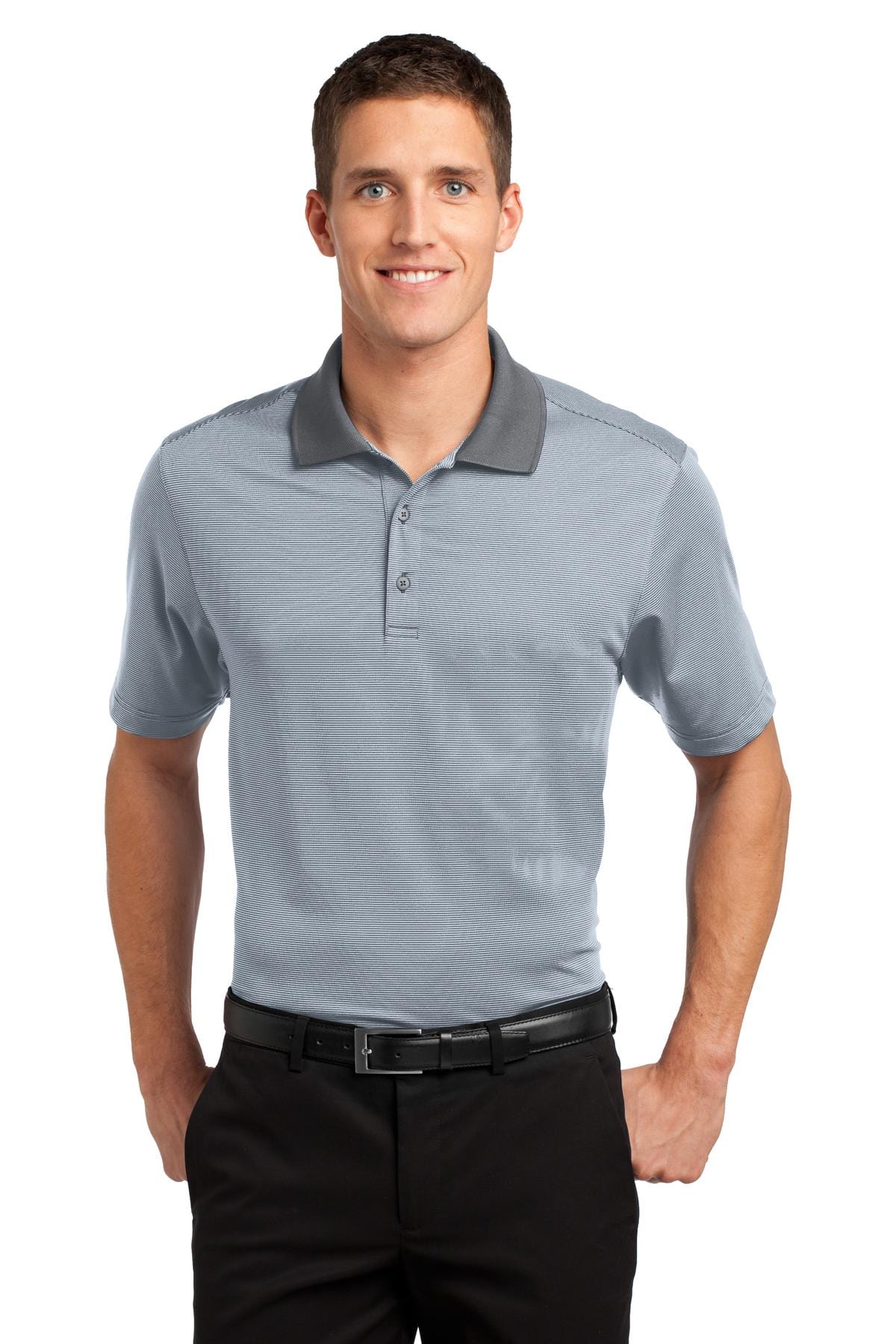 Port Authority Polos/Knits XS / White/ Shadow Grey Port Authority®  Fine Stripe Performance Polo. K558