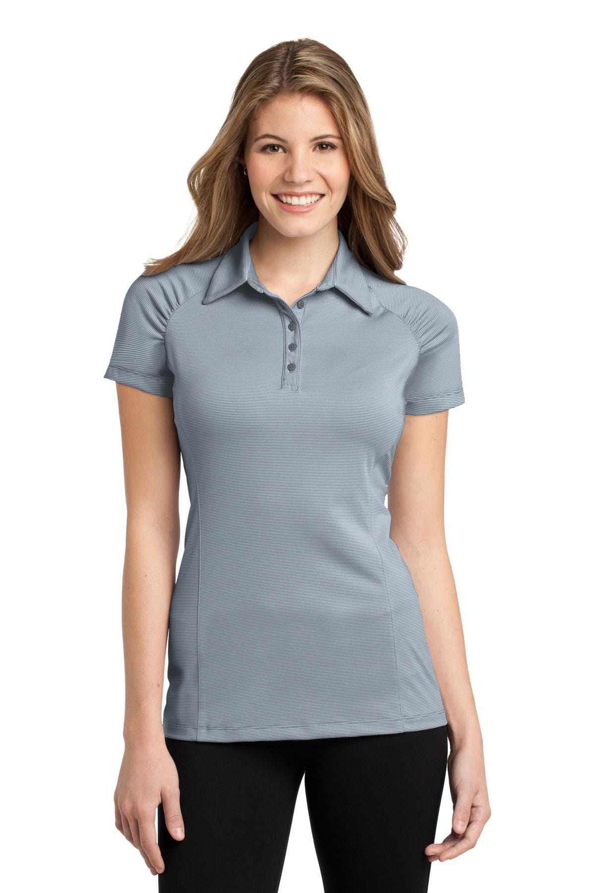 Port Authority Polos/Knits XXL / White/ Shadow Grey DISCONTINUED  Port Authority ®  Ladies Fine Stripe Performance Polo. L558