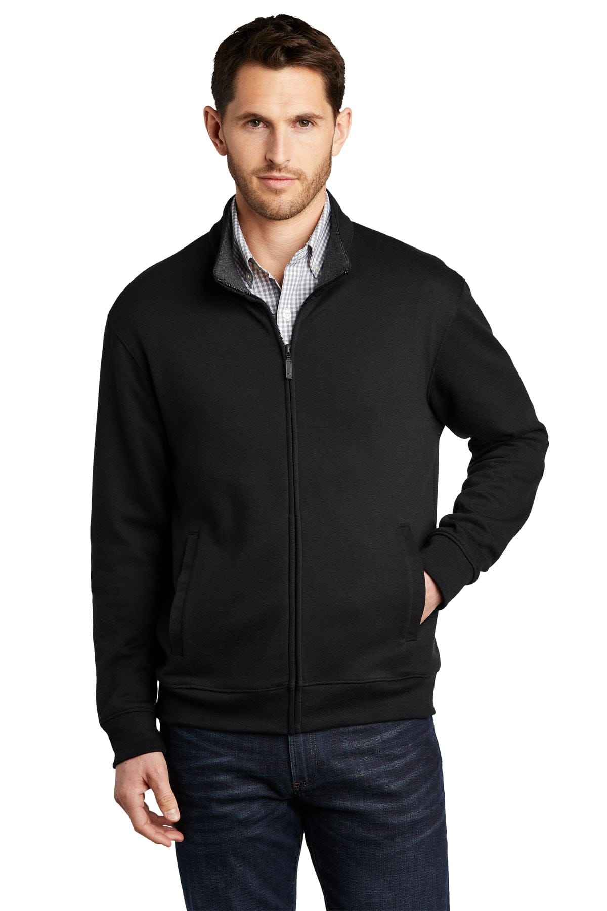 Port Authority Sweatshirts/Fleece XS / Deep Black/ Charcoal Heather Port Authority  ®  Interlock Full-Zip. K809