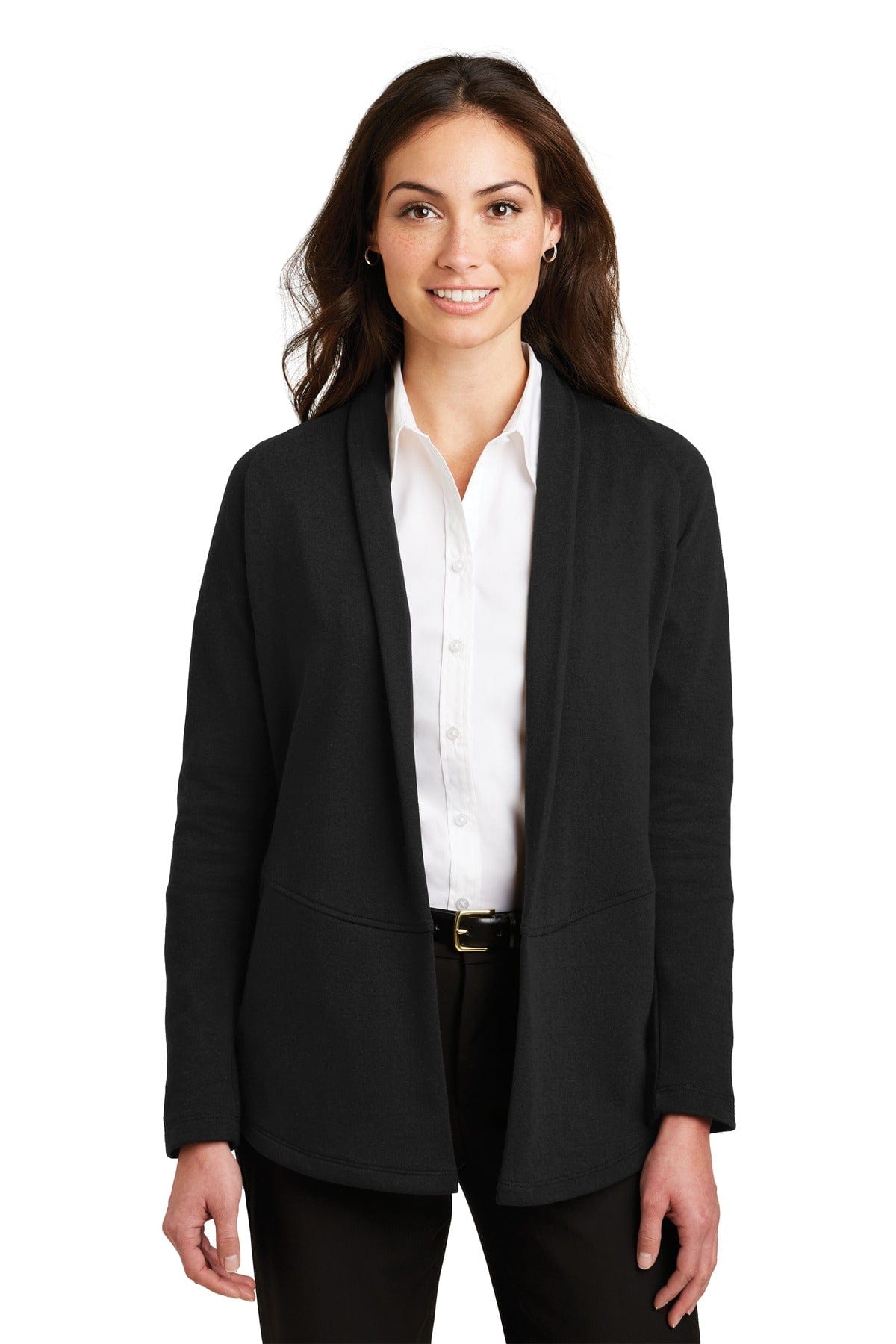 Port Authority Sweatshirts/Fleece XS / Deep Black/ Charcoal Heather Port Authority ®  Ladies Interlock Cardigan. L807