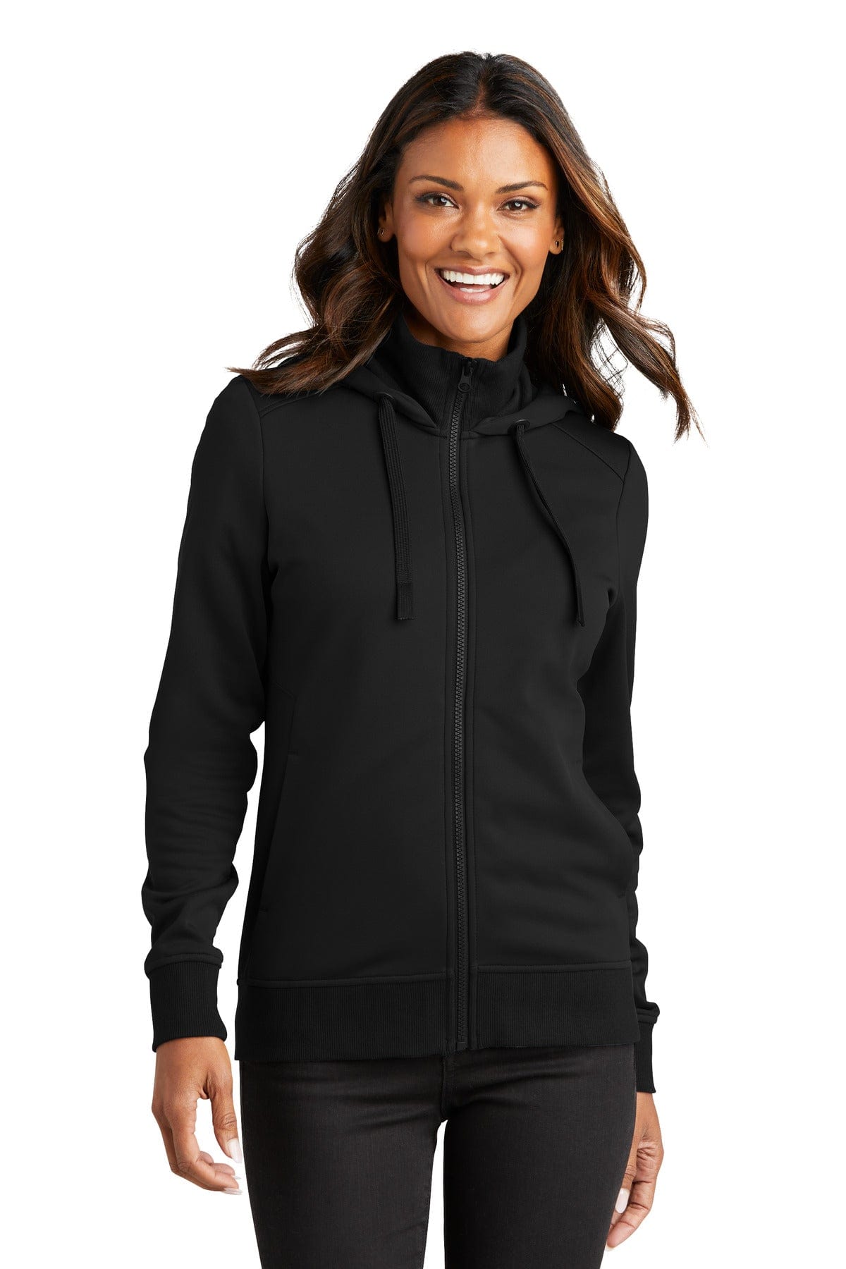 Port Authority Sweatshirts/Fleece L / Deep Black Port Authority L814: Ladies Smooth Fleece Hooded Jacket