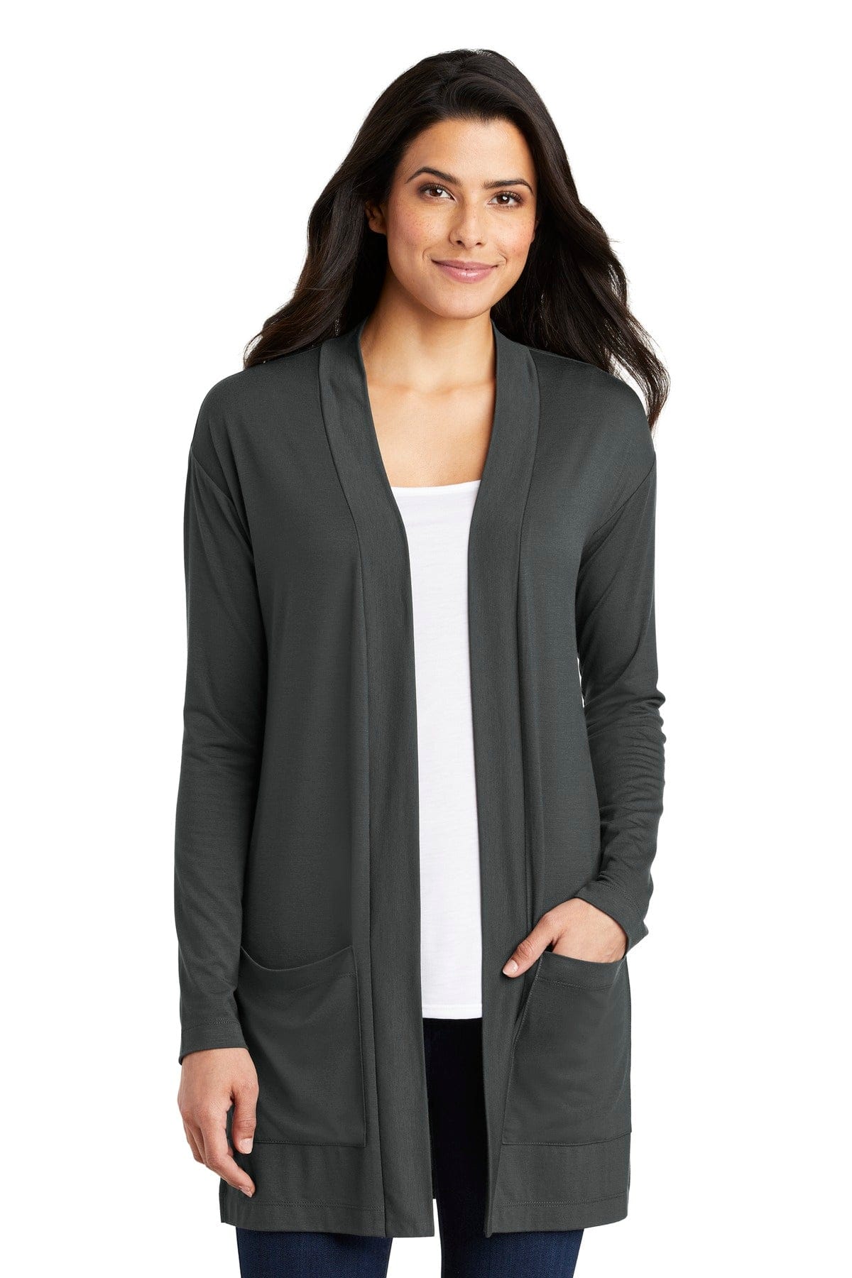 Port Authority Sweatshirts/Fleece XS / Grey Smoke Port Authority  ®  Ladies Concept Long Pocket Cardigan . LK5434