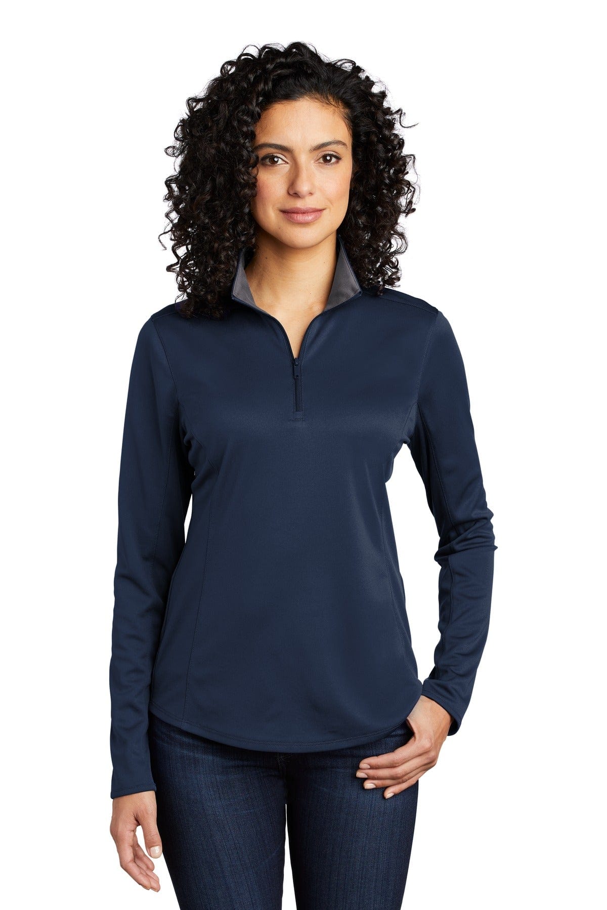 Port Authority Sweatshirts/Fleece XS / Navy/ Steel Grey Port Authority  ®  Ladies Silk Touch  ™  Performance 1/4-Zip LK584
