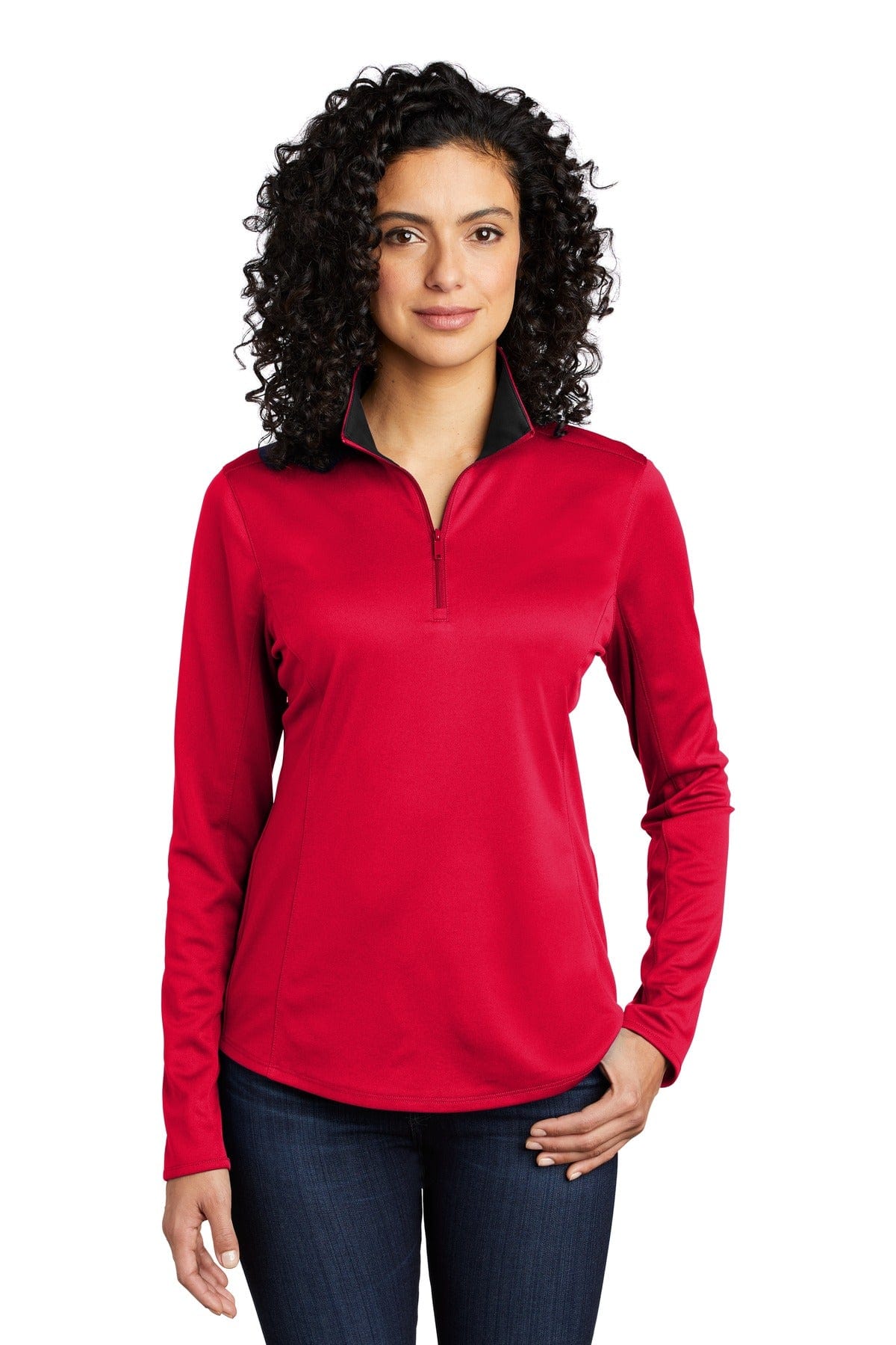 Port Authority Sweatshirts/Fleece XS / Red/ Black Port Authority  ®  Ladies Silk Touch  ™  Performance 1/4-Zip LK584