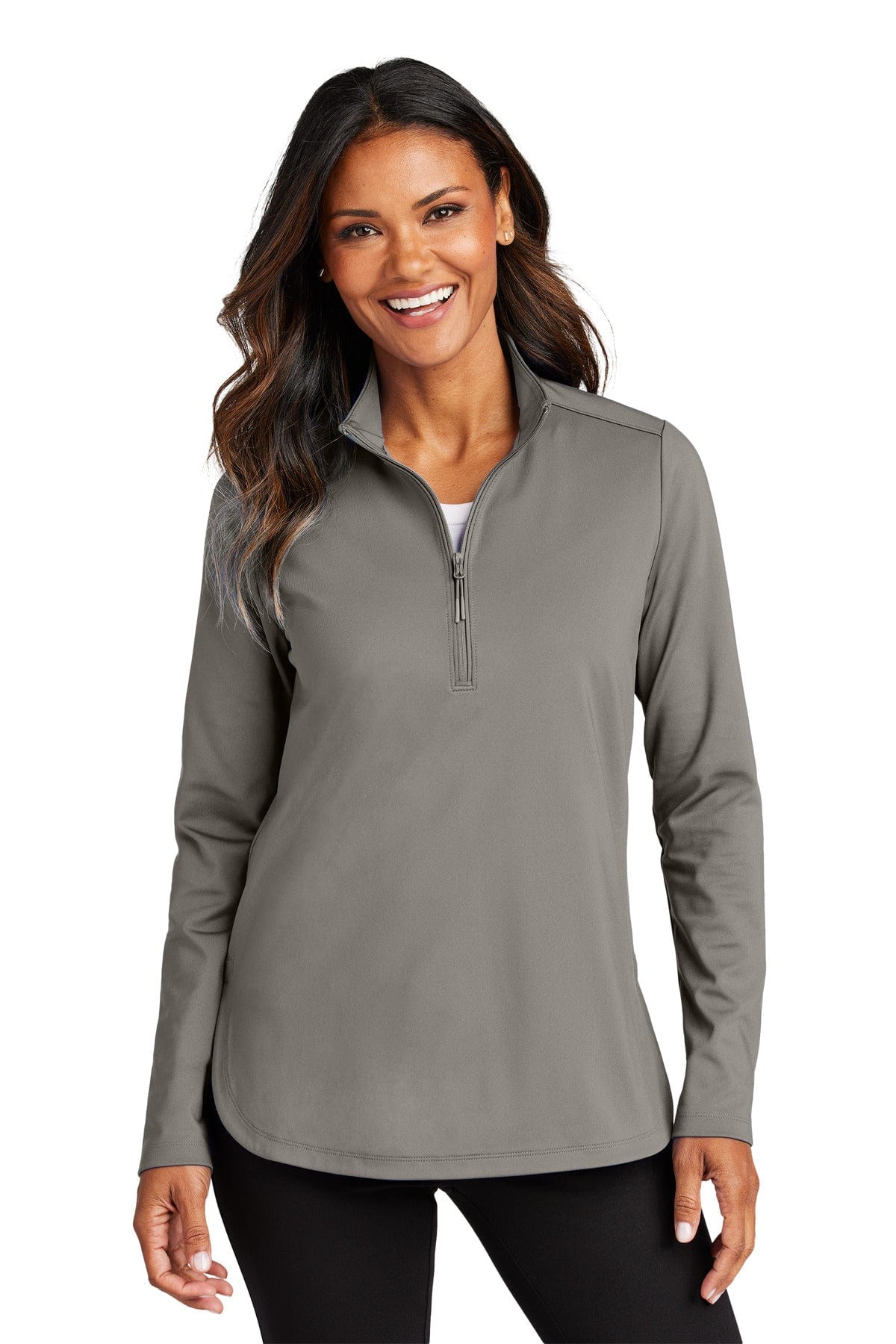 Port Authority Sweatshirts/Fleece XL / Smoke Grey Port Authority LK880: Ladies C-FREE Double Knit 1/4-Zip