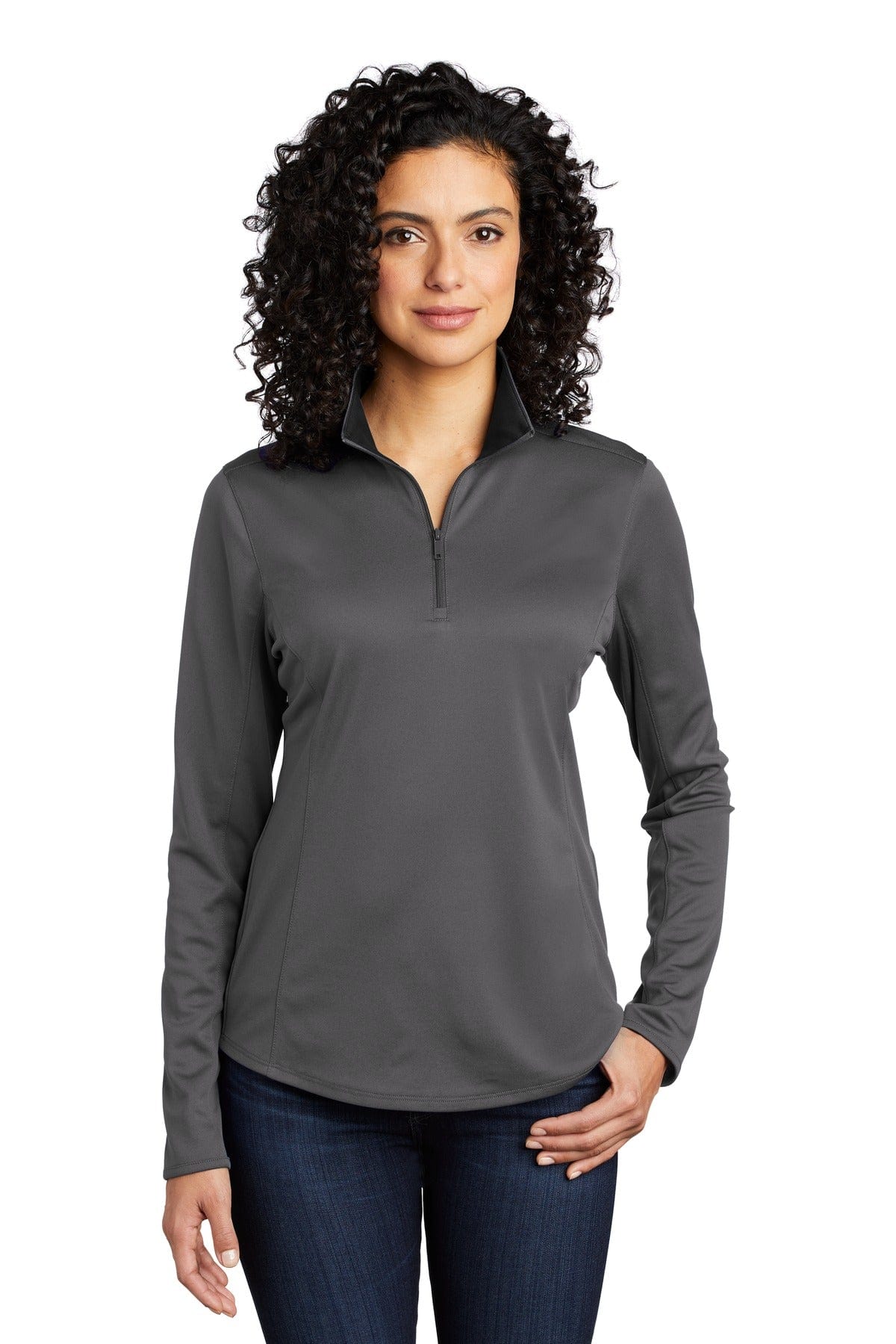 Port Authority Sweatshirts/Fleece XS / Steel Grey/ Black Port Authority  ®  Ladies Silk Touch  ™  Performance 1/4-Zip LK584