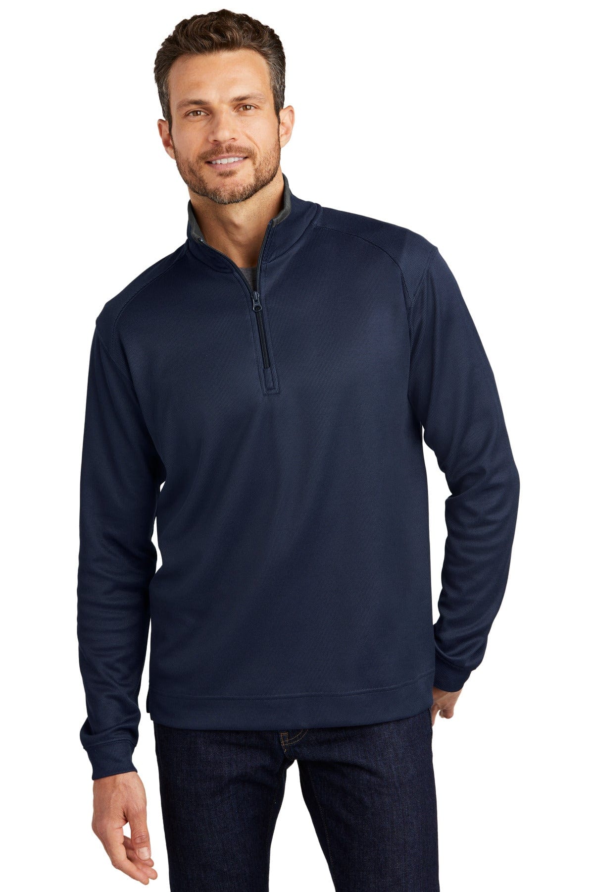 Port Authority Sweatshirts/Fleece XS / True Navy/ Iron Grey Port Authority ®  Vertical Texture 1/4-Zip Pullover. K805