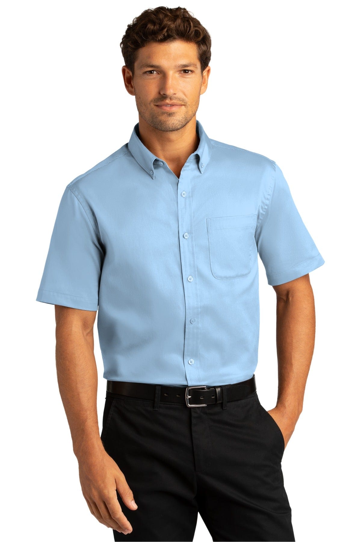 Port Authority Woven Shirts 2XL / Cloud Blue Port Authority ®  Short Sleeve SuperPro React ™  Twill Shirt. W809
