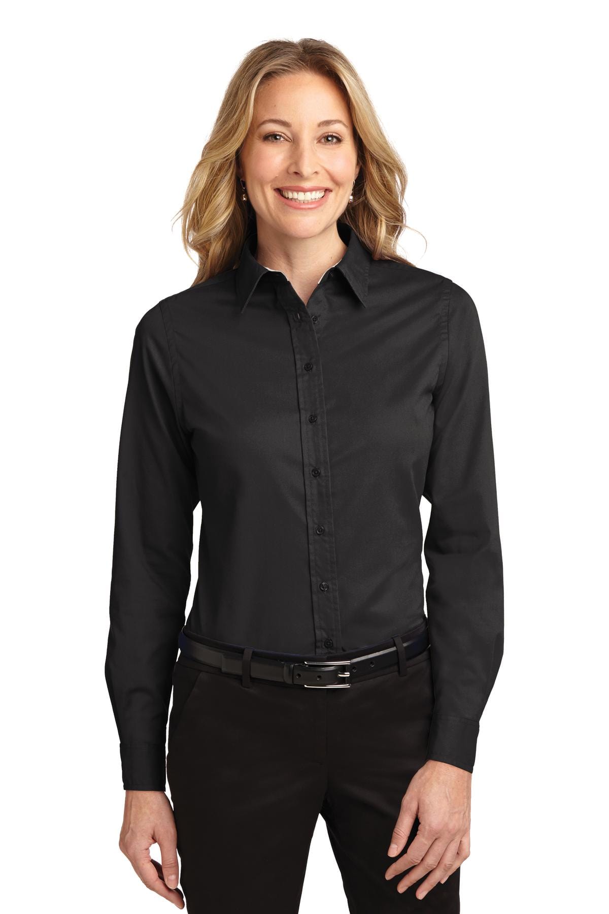 Port Authority Woven Shirts 3XL / Black/ Light Stone Port Authority ®  Ladies Long Sleeve Easy Care Shirt.  L608