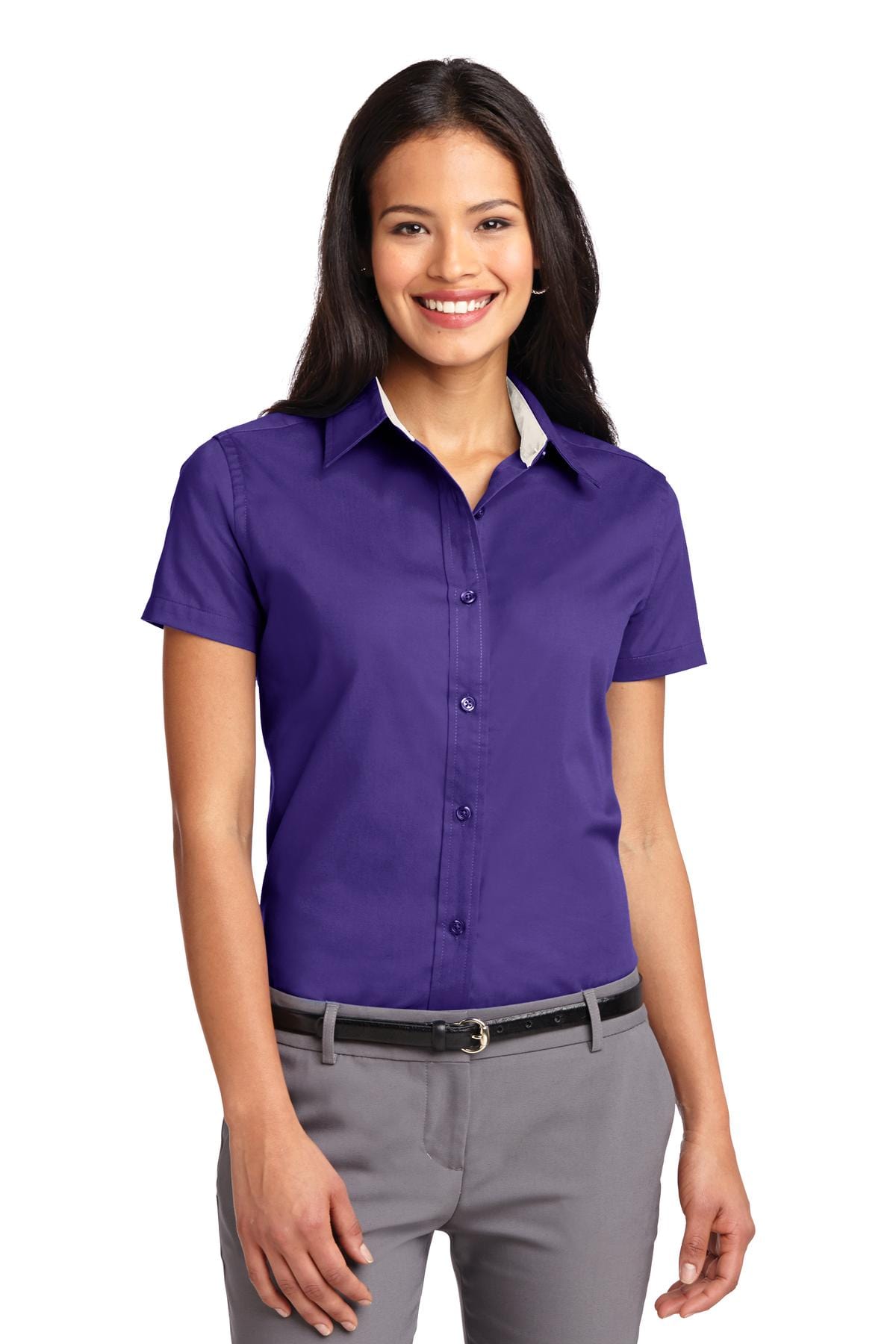 Port Authority Woven Shirts 3XL / Purple/ Light Stone Port Authority ®  Ladies Short Sleeve Easy Care  Shirt.  L508