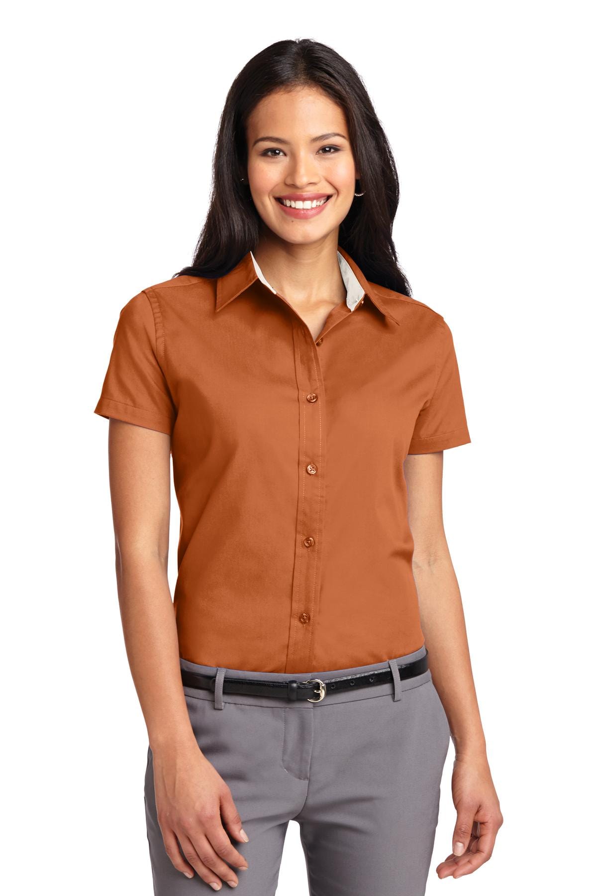 Port Authority Woven Shirts 5XL / Texas Orange/ Light Stone Port Authority ®  Ladies Short Sleeve Easy Care  Shirt.  L508