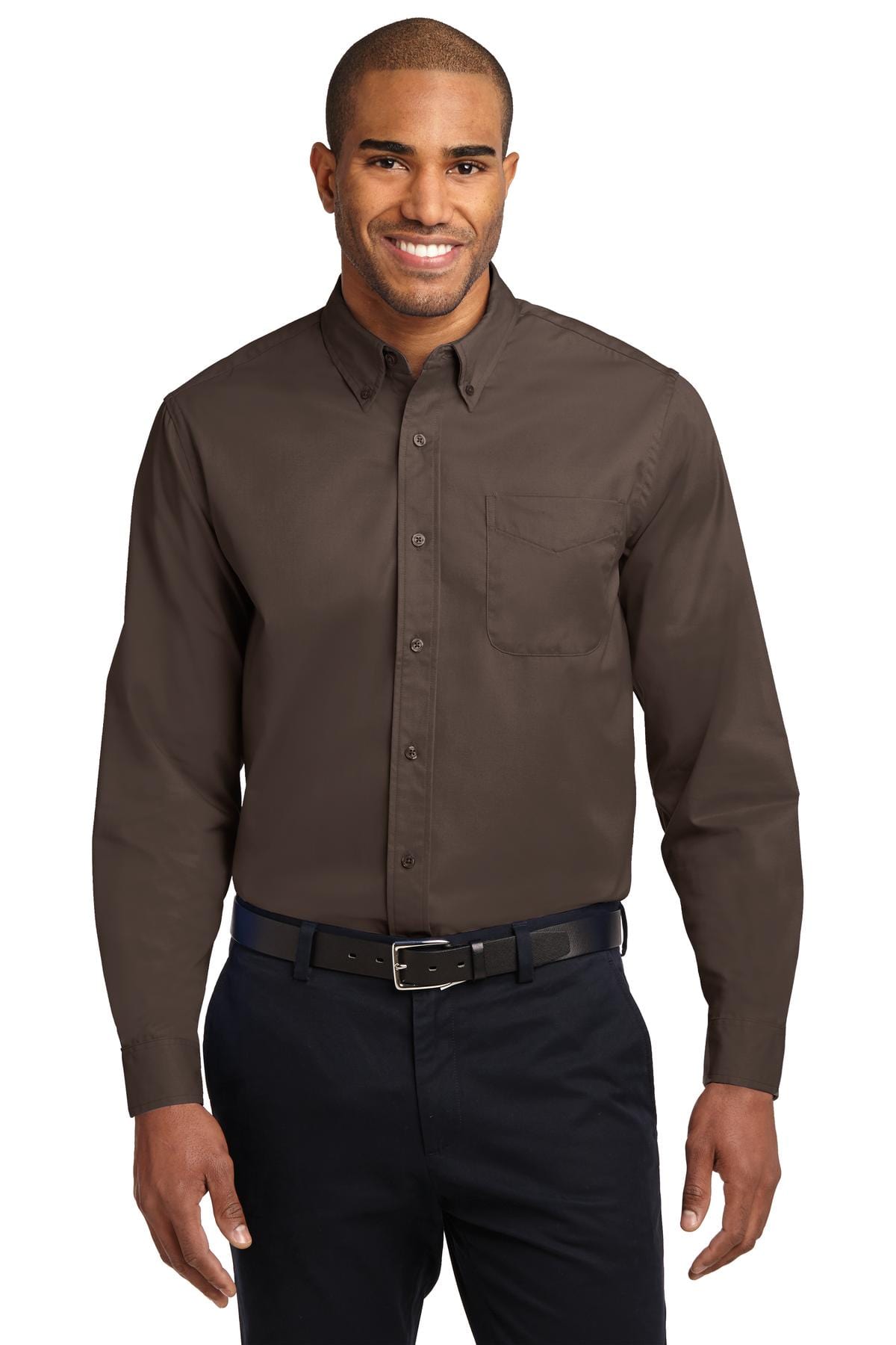 Port Authority Woven Shirts 7XL / Coffee Bean/ Light Stone Port Authority ®  Extended Size Long Sleeve Easy Care Shirt. S608ES