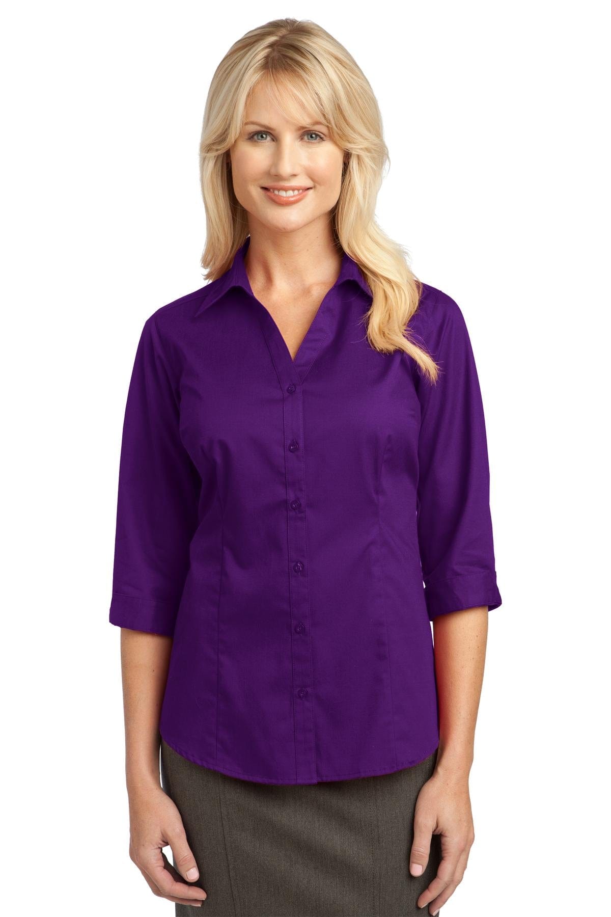 Port Authority Woven Shirts DISCONTINUED  Port Authority ®  Ladies 3/4-Sleeve Blouse. L6290