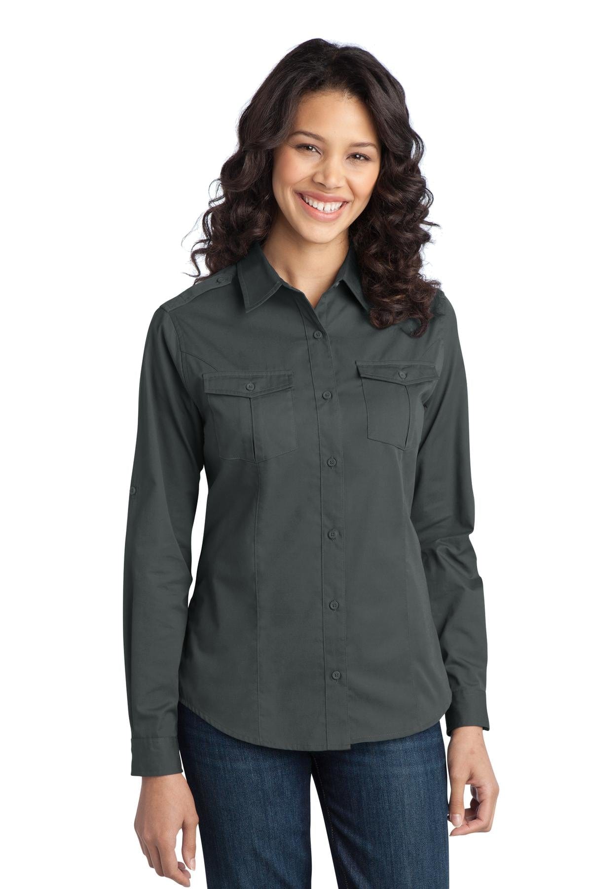 Port Authority Woven Shirts DISCONTINUED  Port Authority ®  Ladies Stain-Release Roll Sleeve Twill Shirt. L649