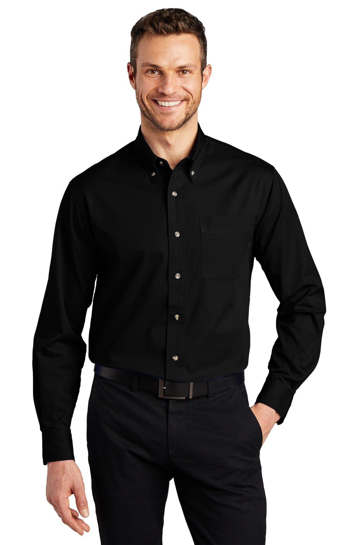 Port Authority Woven Shirts LT / Black Port Authority ®  Tall Long Sleeve Twill Shirt.  TLS600T