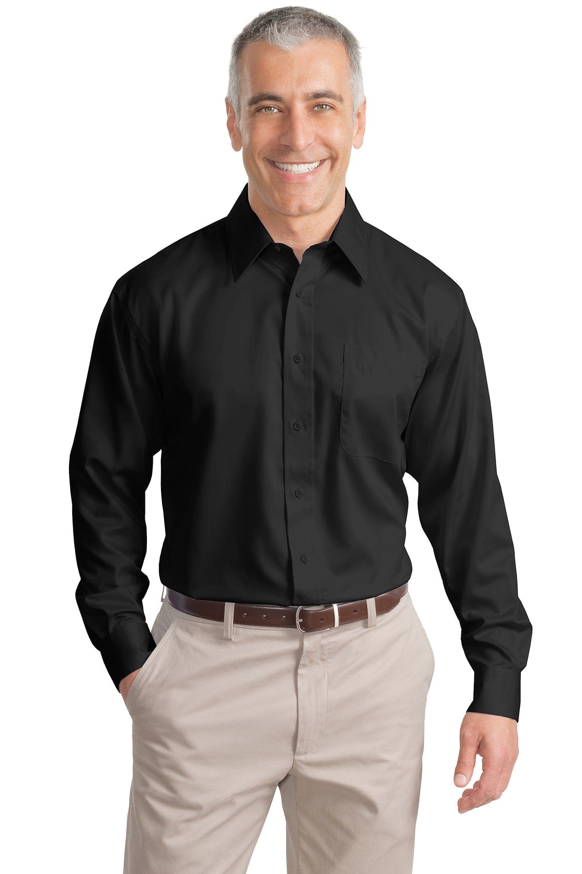 Port Authority Woven Shirts LT / Black Port Authority ®  Tall Non-Iron Twill Shirt. TLS638
