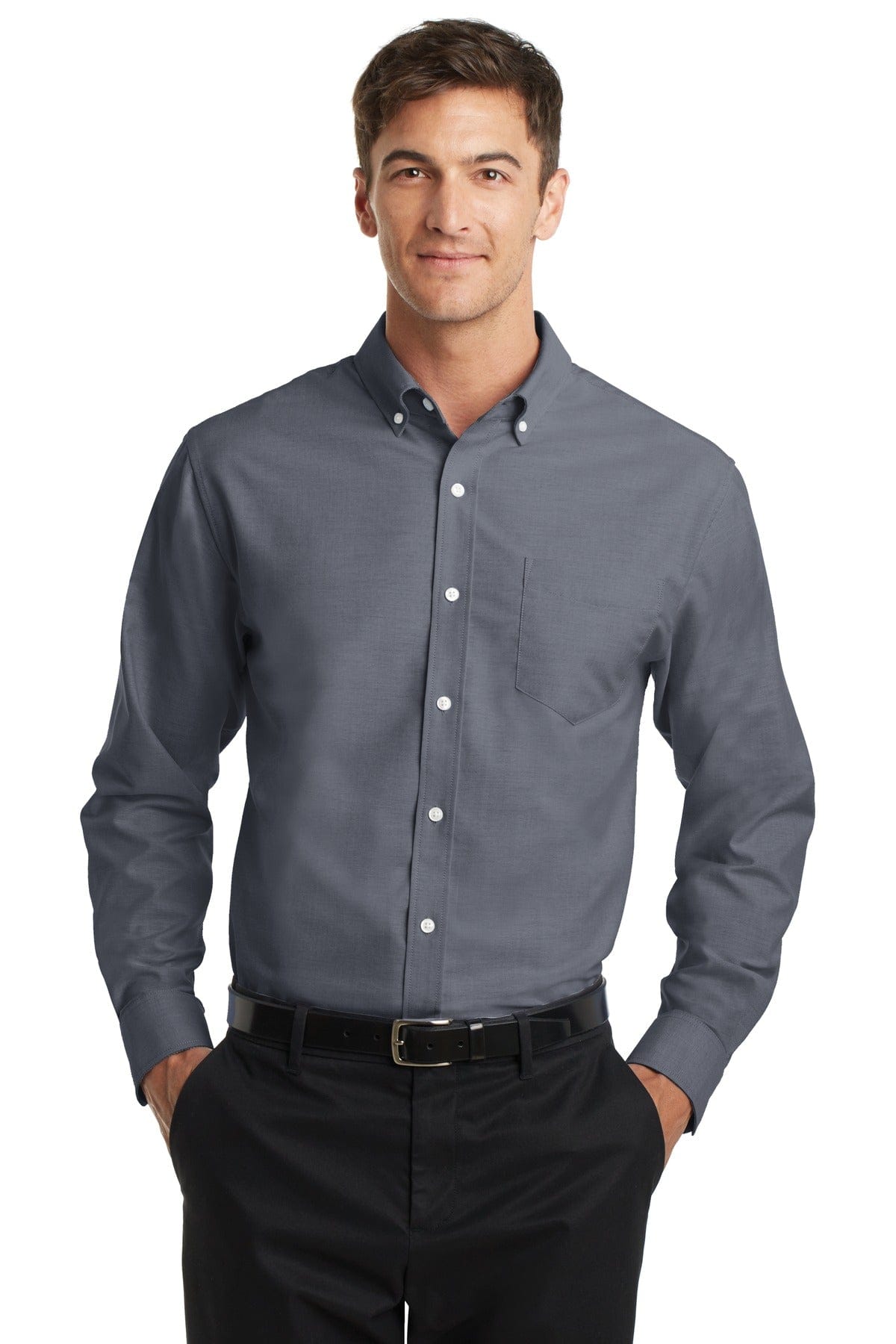 Port Authority Woven Shirts LT / Black Port Authority ®  Tall SuperPro ™  Oxford Shirt. TS658