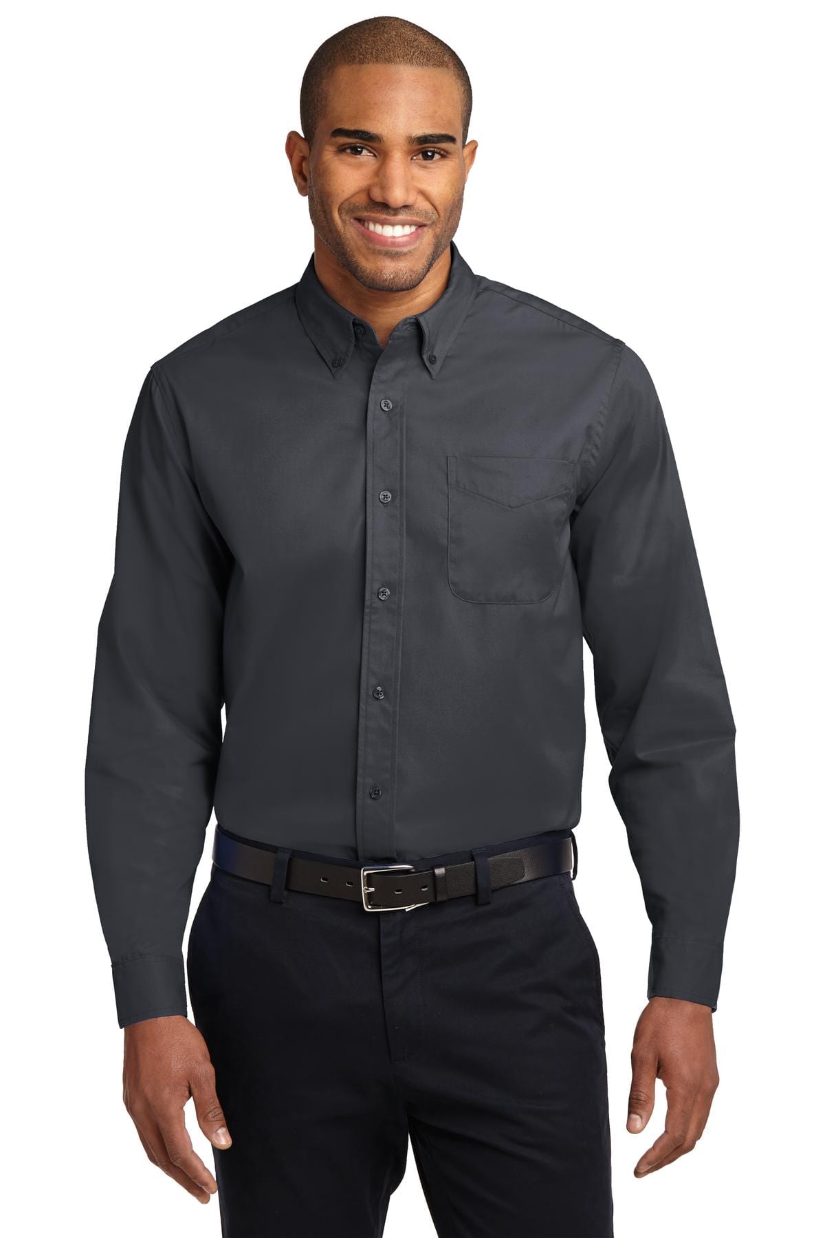 Port Authority Woven Shirts LT / Classic Navy/ Light Stone Port Authority ®  Tall Long Sleeve Easy Care Shirt.  TLS608