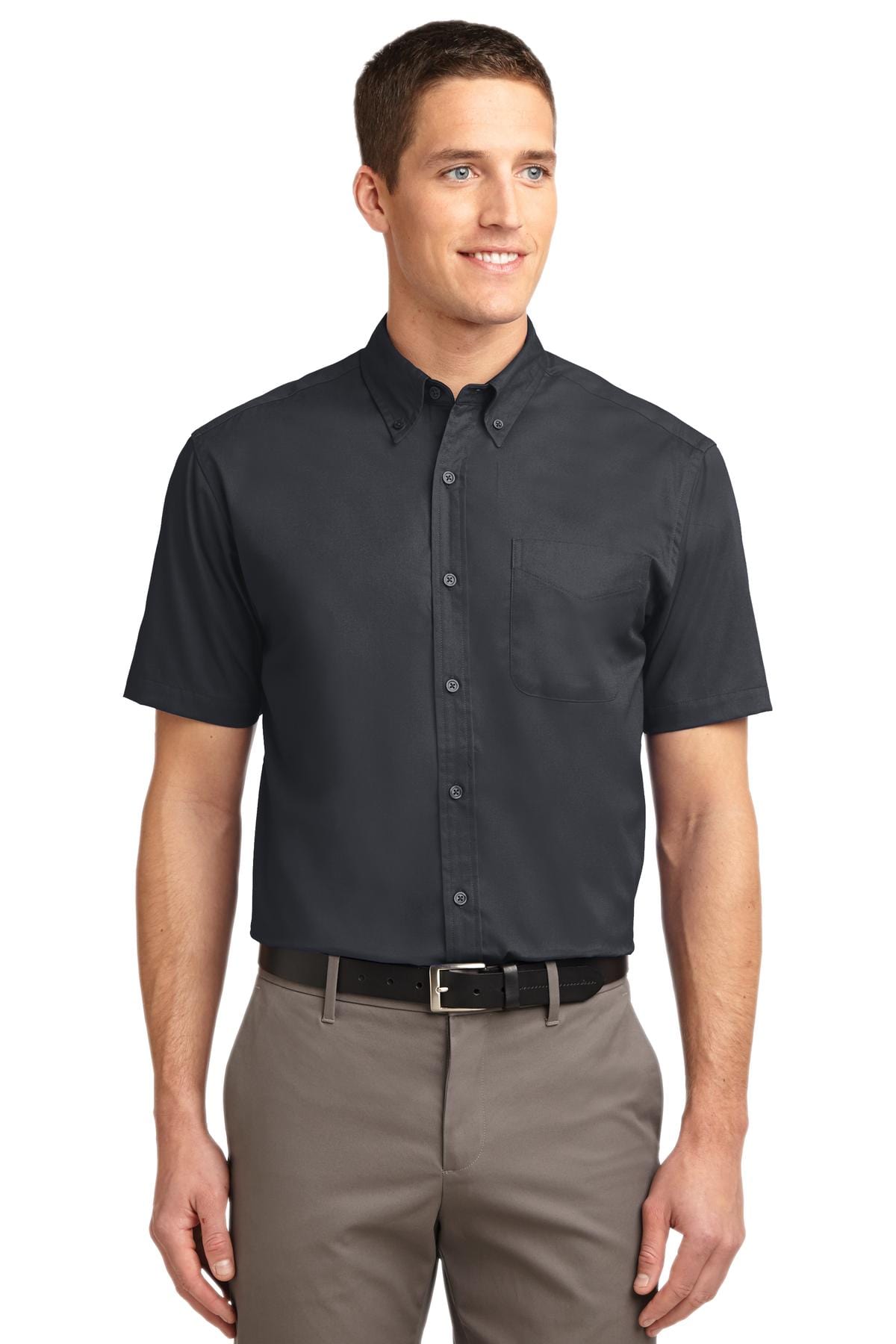 Port Authority Woven Shirts LT / Classic Navy/ Light Stone Port Authority ®  Tall Short Sleeve Easy Care Shirt. TLS508
