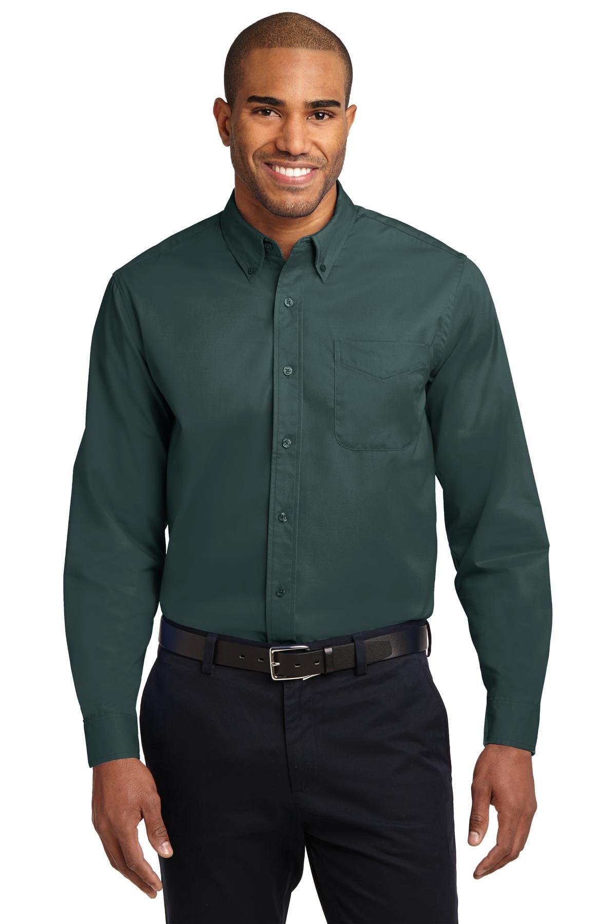 Port Authority Woven Shirts LT / Dark Green/ Navy Port Authority ®  Tall Long Sleeve Easy Care Shirt.  TLS608