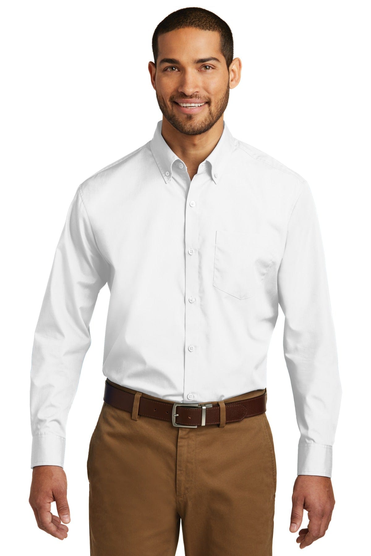 Port Authority Woven Shirts LT / White Port Authority ®  Tall Long Sleeve Carefree Poplin Shirt. TW100