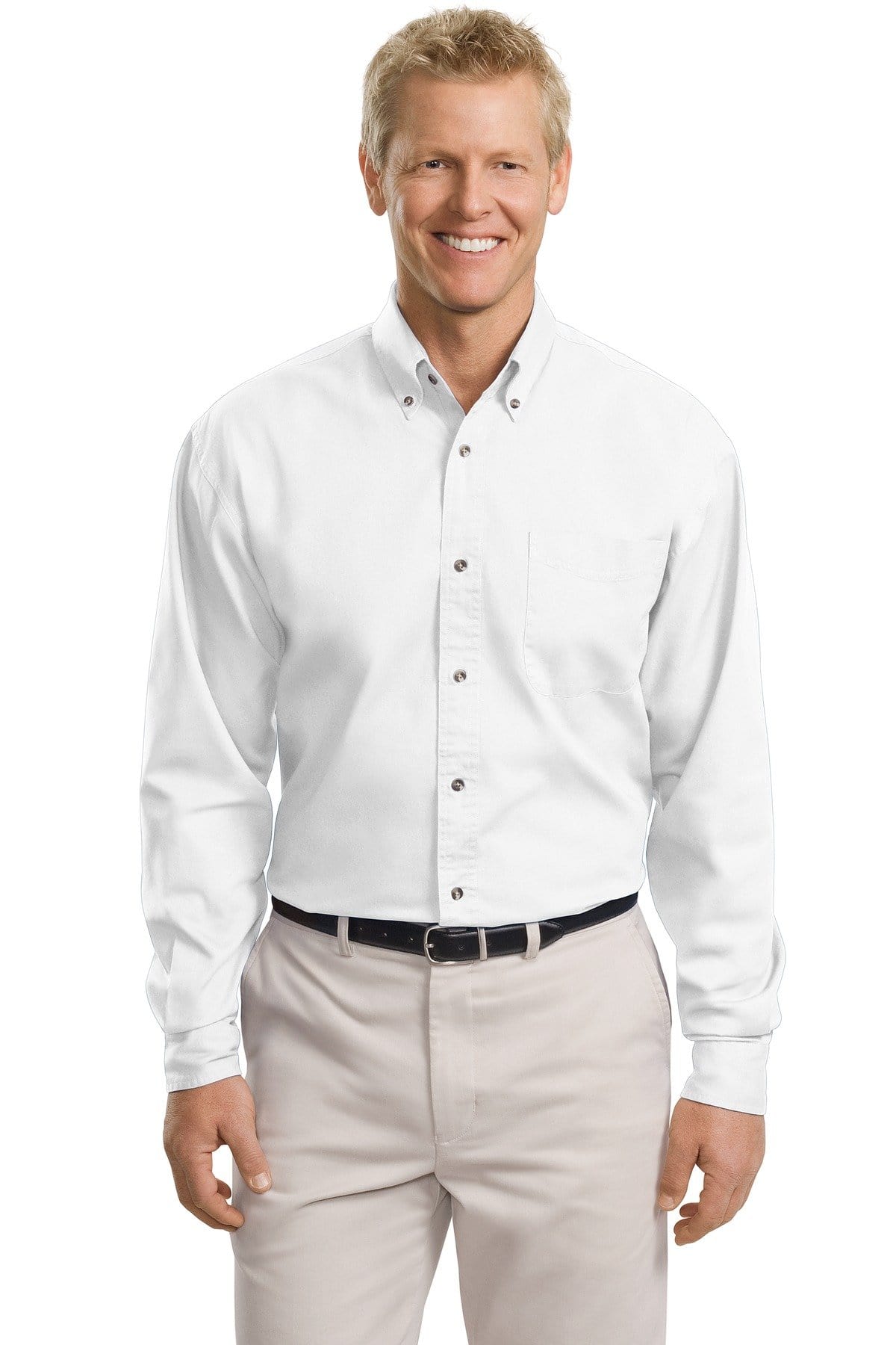 Port Authority Woven Shirts LT / White Port Authority ®  Tall Long Sleeve Twill Shirt.  TLS600T