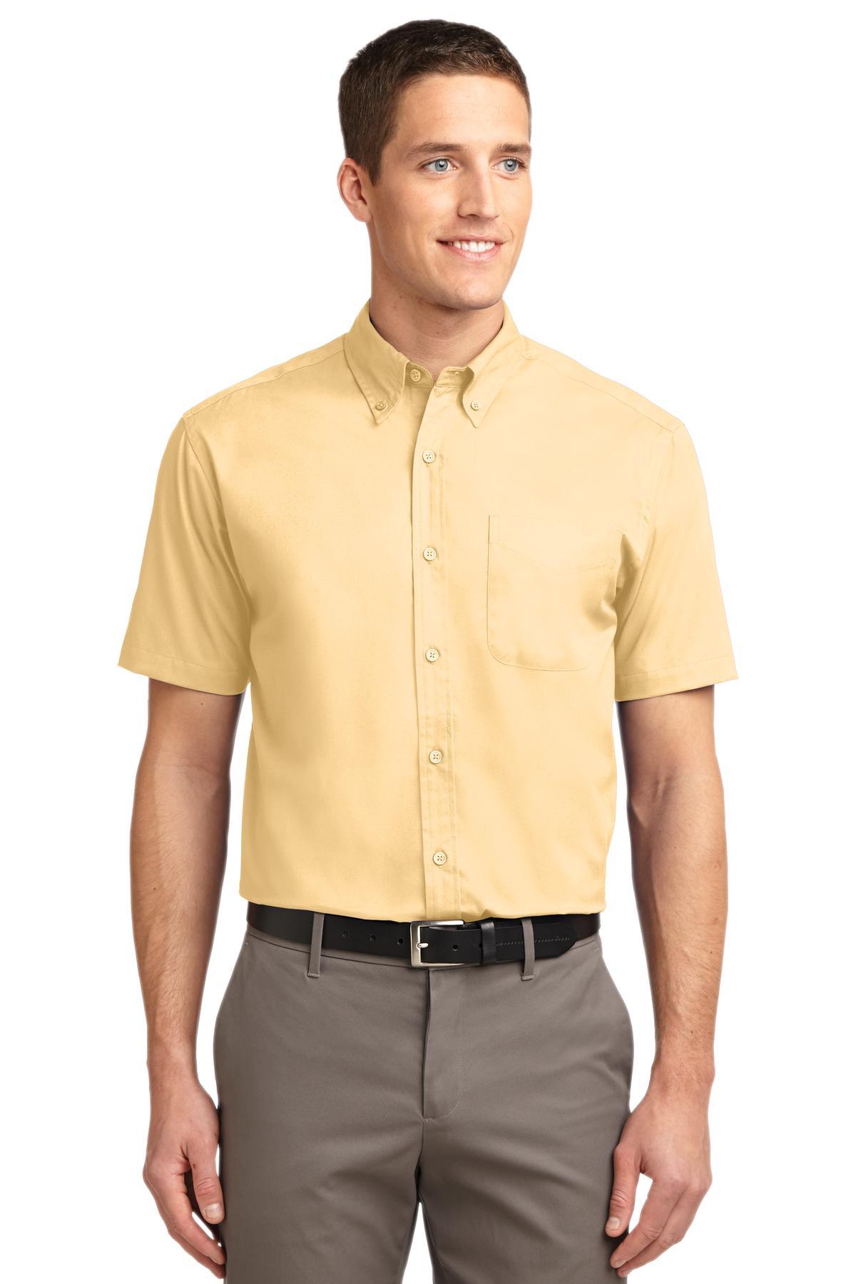 Port Authority Woven Shirts LT / Yellow Port Authority ®  Tall Short Sleeve Easy Care Shirt. TLS508, Basic Colors