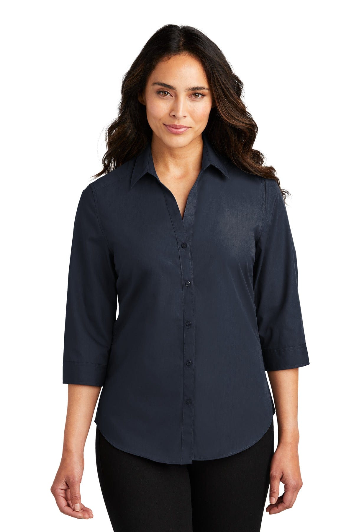 Port Authority Woven Shirts Port Authority ®  Ladies 3/4-Sleeve Carefree Poplin Shirt. LW102
