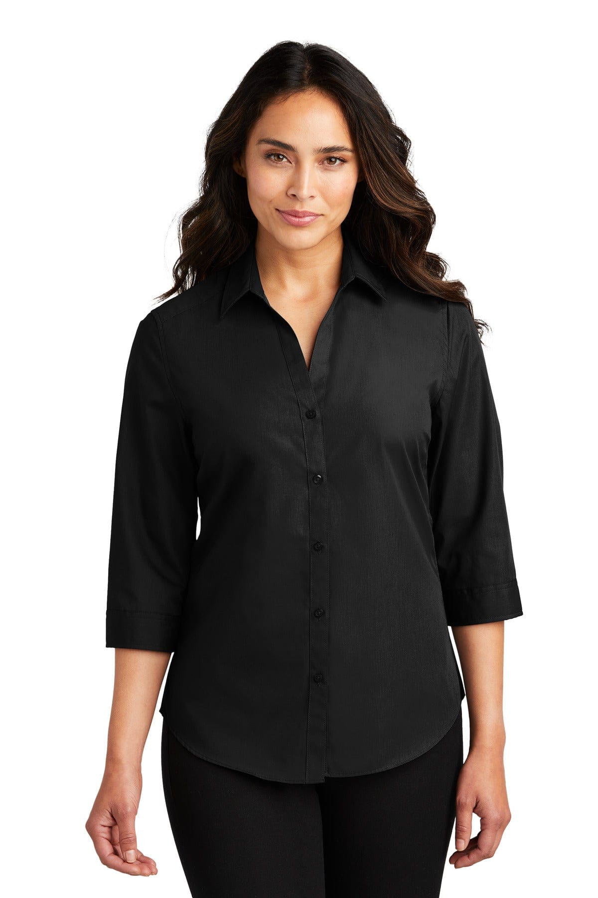 Port Authority Woven Shirts Port Authority ®  Ladies 3/4-Sleeve Carefree Poplin Shirt. LW102